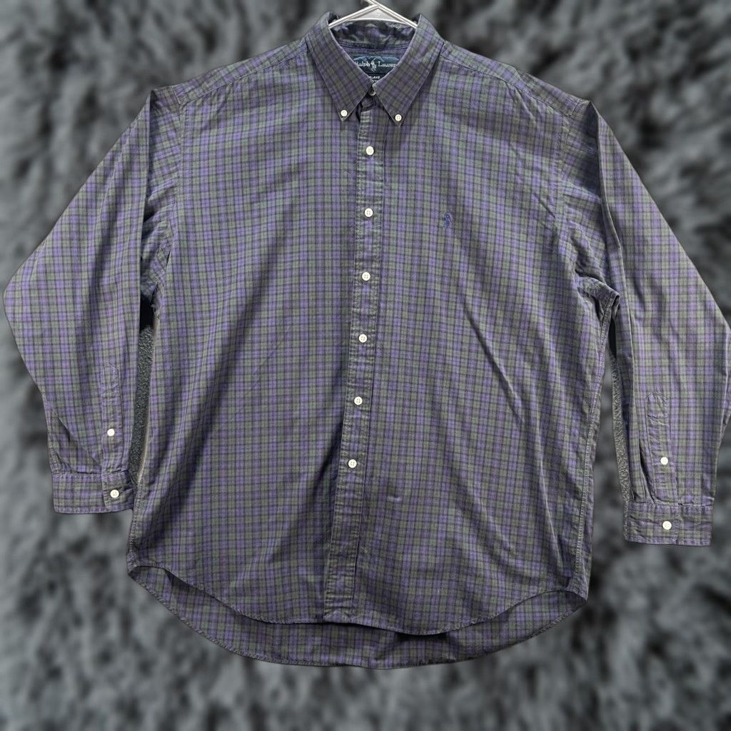 Ralph Lauren VINTAGE Ralph Lauren Shirt Mens XL Plaid Blake Button Down Long Sleeve Classic Dress Shirt Size 46R - 1 Thumbnail