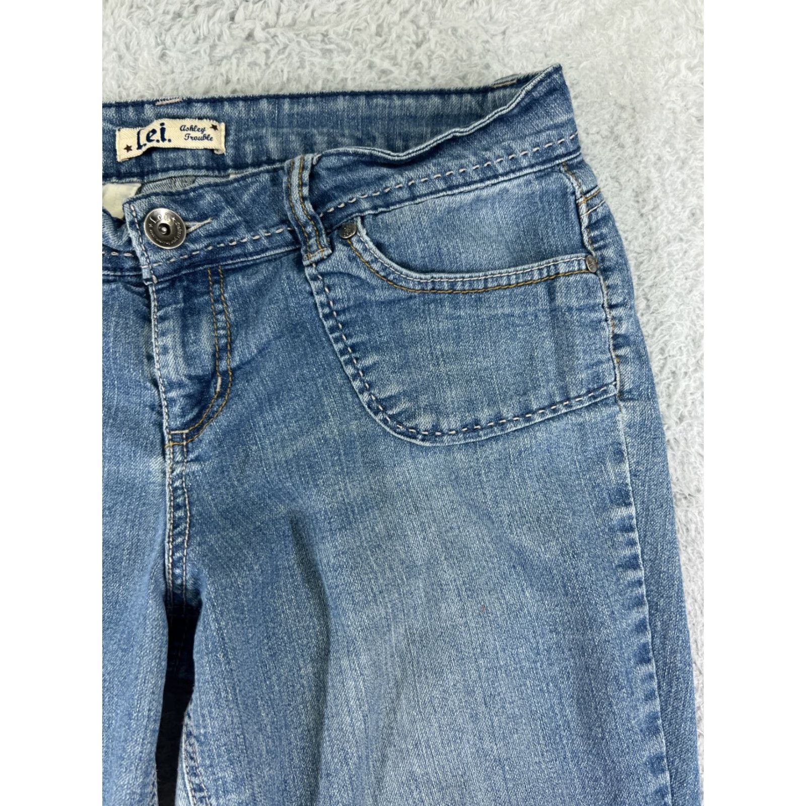 Vintage LEI Jeans Womens Jeans Midnight Blue Distressed Mid Rise Bootcut 31 Blue Denim Set Regular Size 31 Womens Size 24" / US 00 / IT 34 - 6 Thumbnail