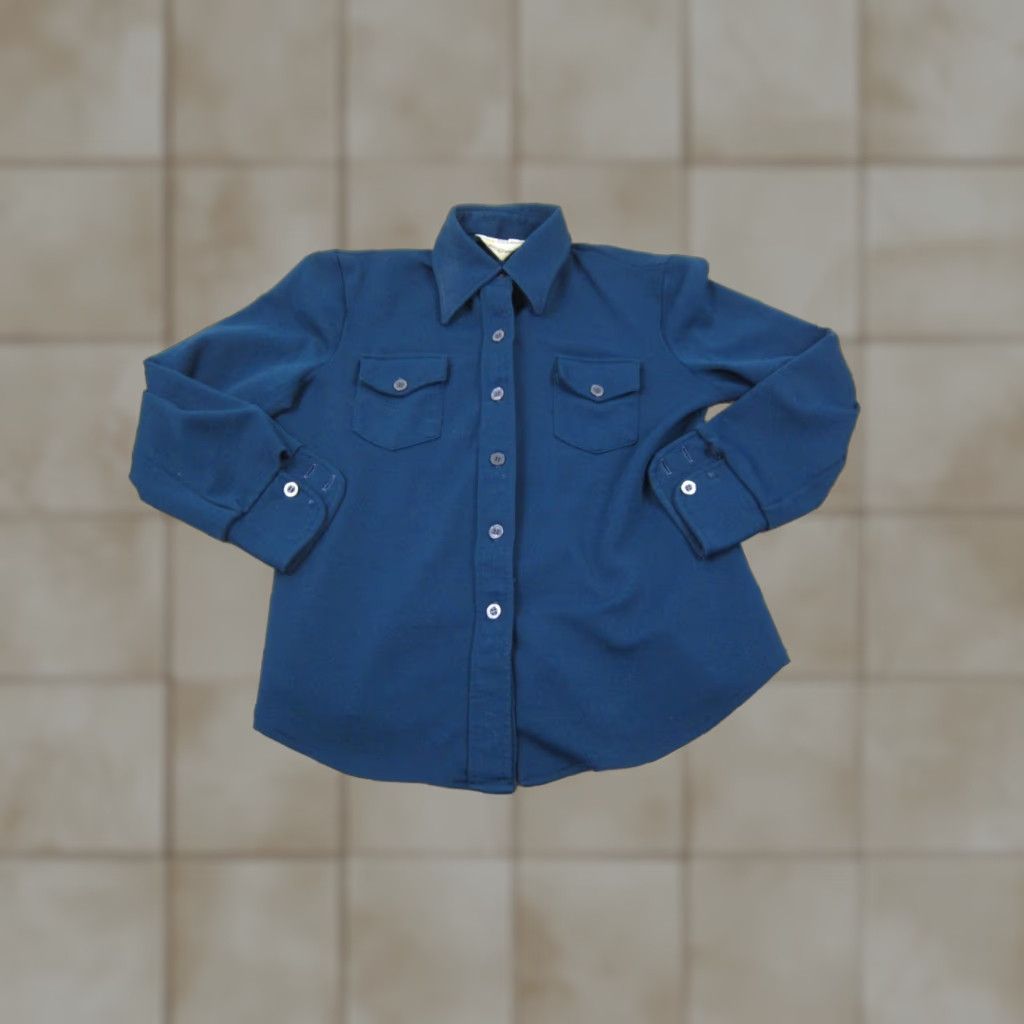 JCPenney VINTAGE JC Penney Shirt Womens M Blue 90s Western Button-Up Workwear Casual Cotton Canvas Pockets Button Size M / US 6-8 / IT 42-44 - 1 Thumbnail