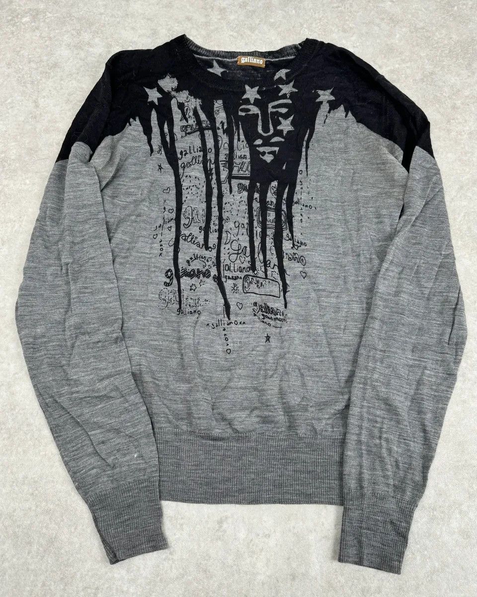 John Galliano 2010s John Galliano Black & Grey Abstract USA Sweater Size US M / EU 48-50 / 2 - 1 Thumbnail