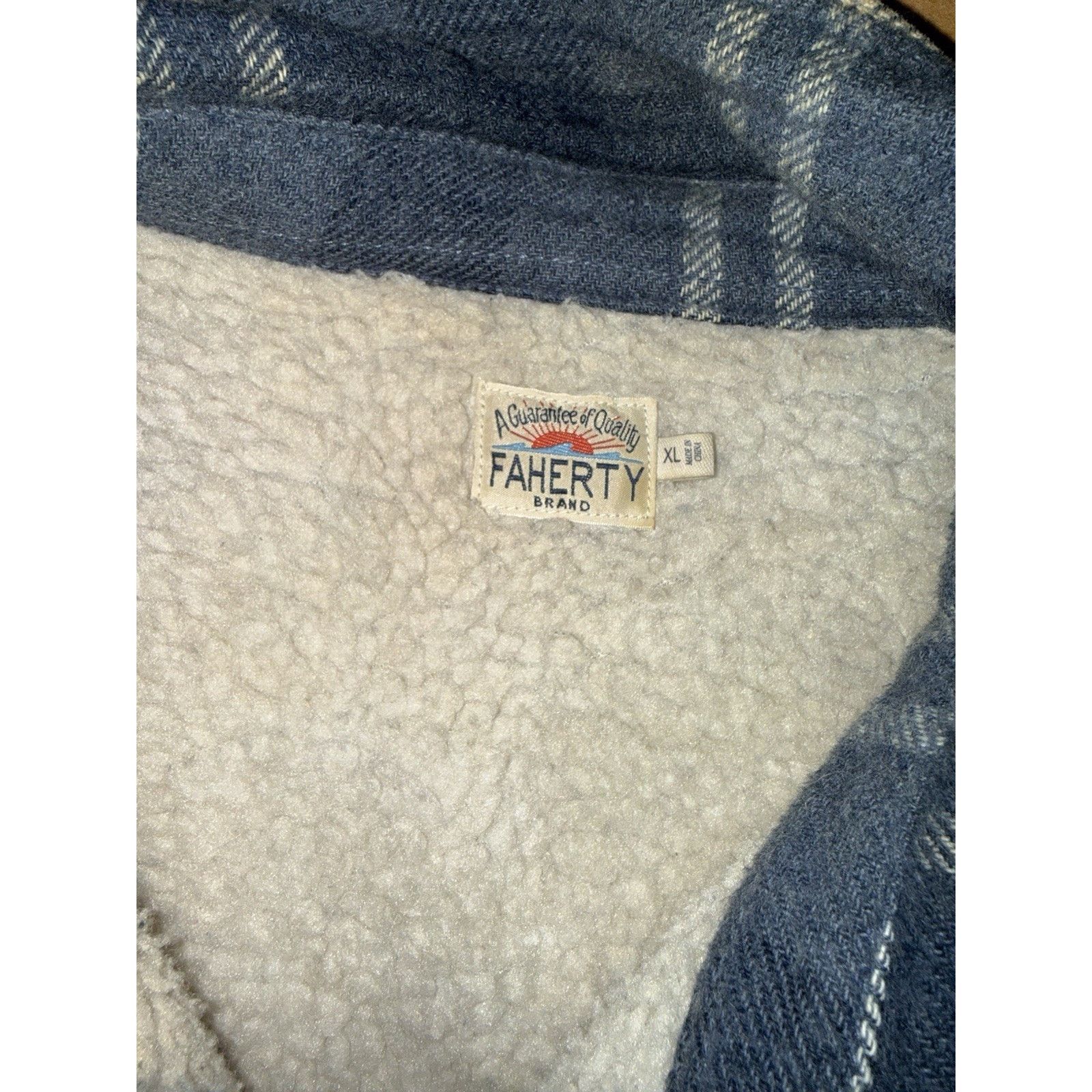Faherty Faherty Sherpa Lined FLANNEL NAVY Grey PLAID Buttons Jacket Size US XL / EU 56 / 4 - 3 Thumbnail