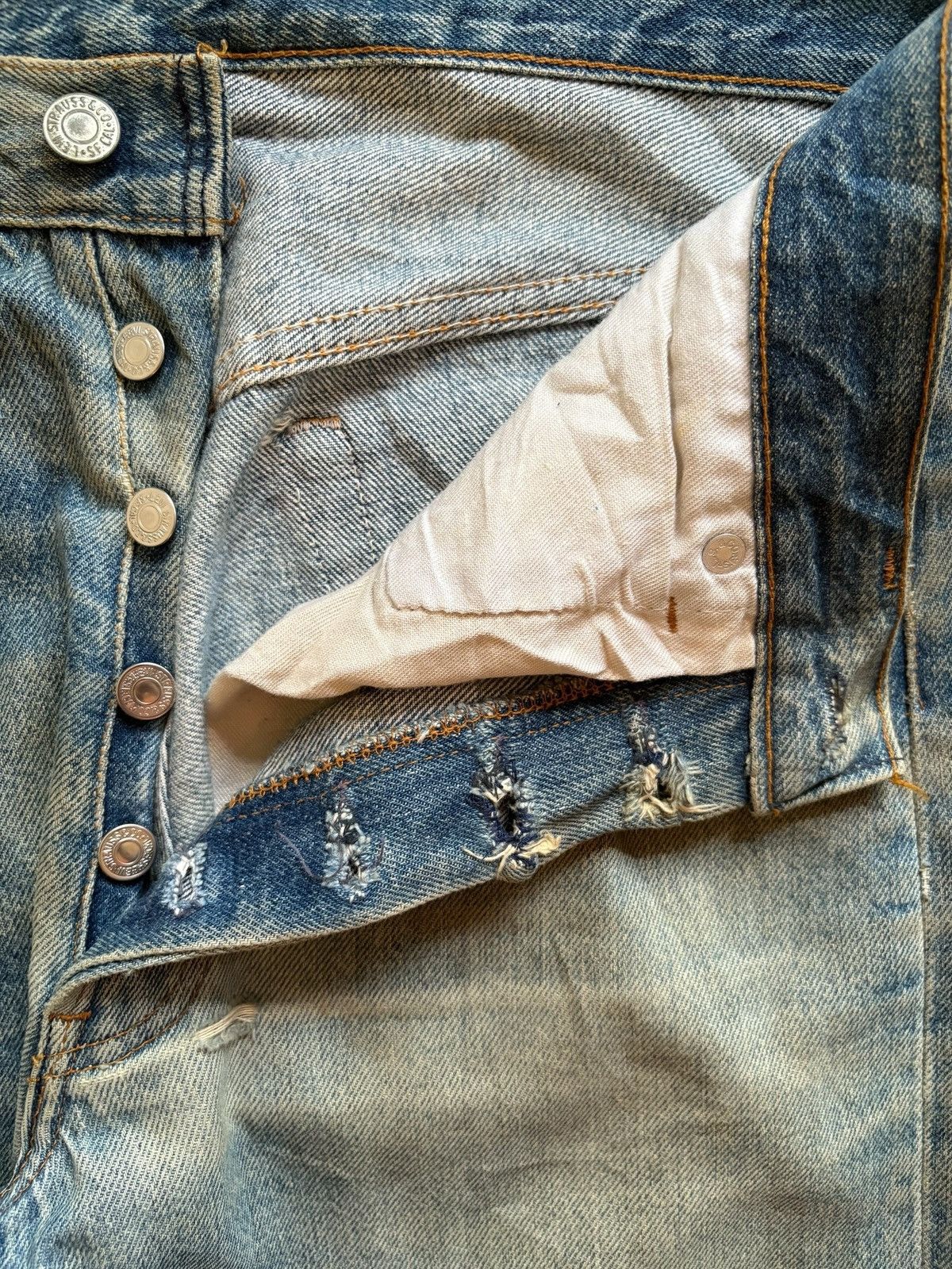 LVC × Levi's × Levi's Vintage Clothing Vintage 90s Levis 501 Mud Wash Distress Rip Loose Jean Size US 31 - 3 Thumbnail