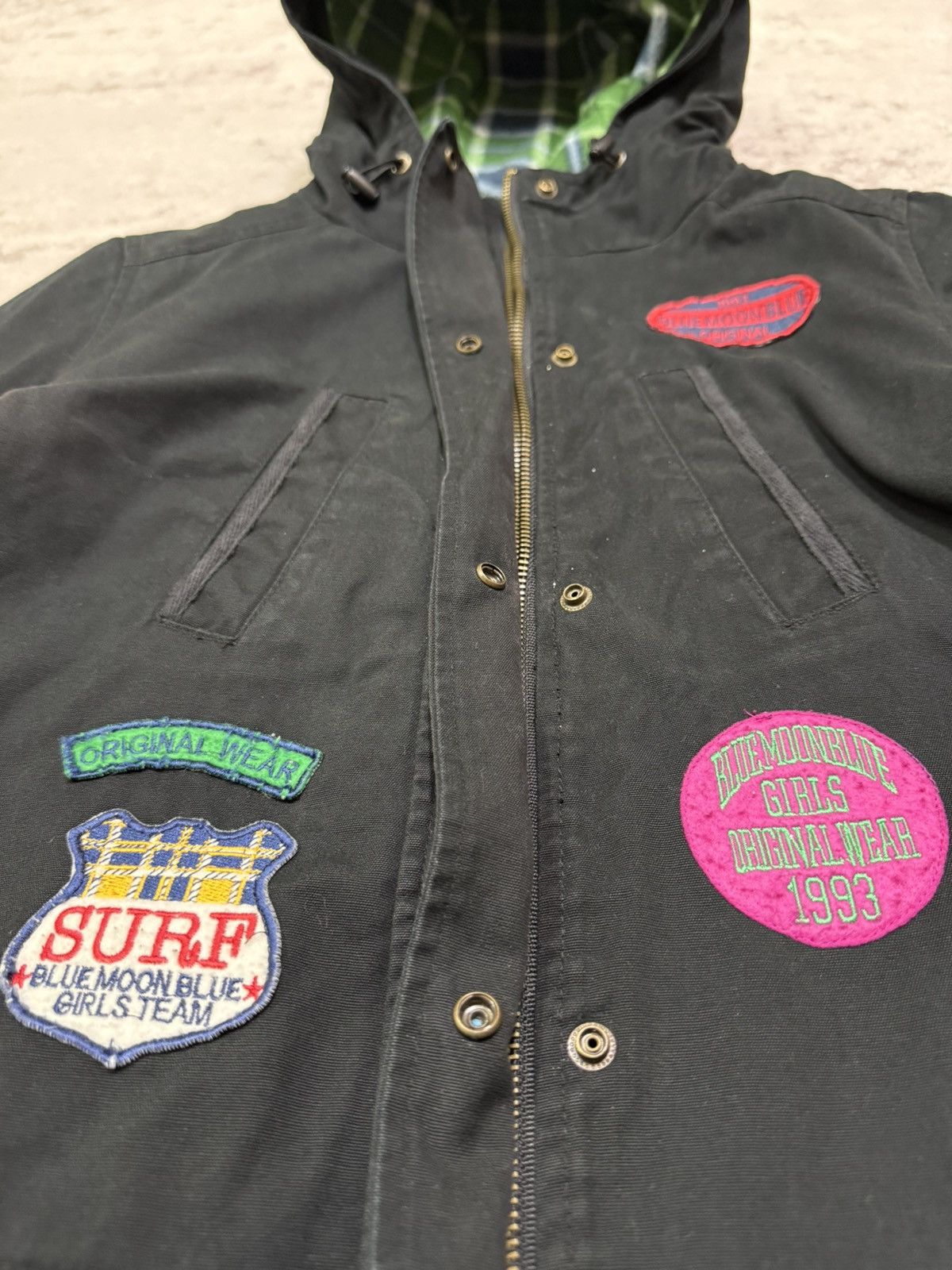 Japanese Brand Bluemoon Jeans Patches Fleece Lined Parka Jacket Hoodie Size S / US 4 / IT 40 - 7 Thumbnail