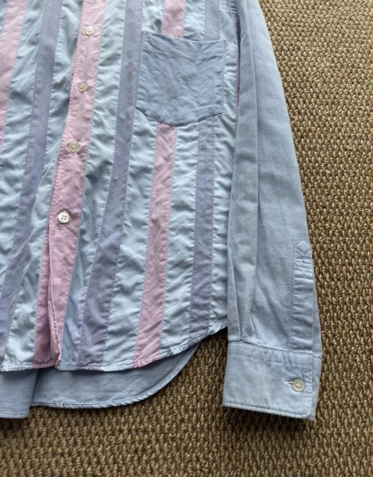 Comme des Garcons COMME des GARÇONS Pink & Blue Striped Panel Shirt K23 Size US S / EU 44-46 / 1 - 2 Thumbnail