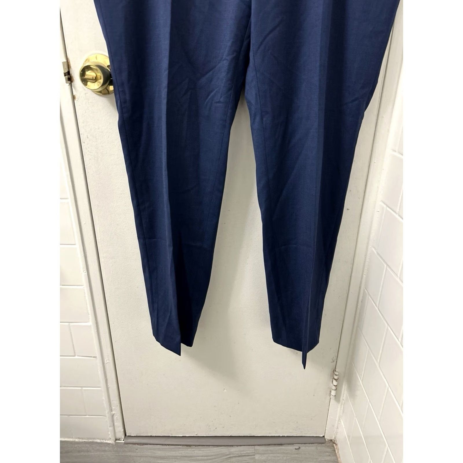 Vintage VINTAGE? No. Michael Strahan Collection Dress Pants Mens 42x32 Navy Blue Wool Blend Trousers Size US 42 / EU 58 - 3 Thumbnail