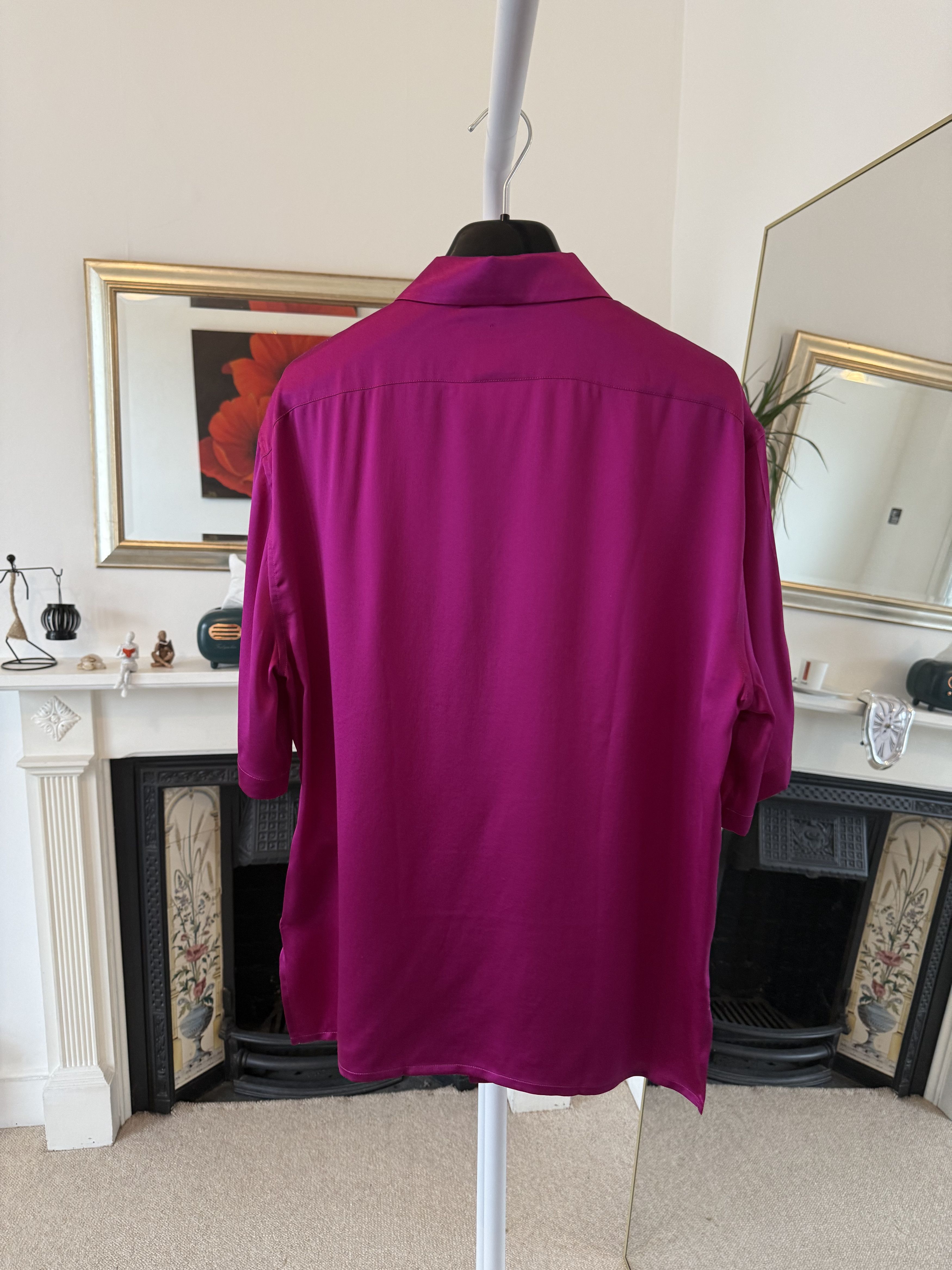 Saint Laurent Paris Saint Laurent Satin Pink Silk Shirt Size US M / EU 48-50 / 2 - 6 Thumbnail