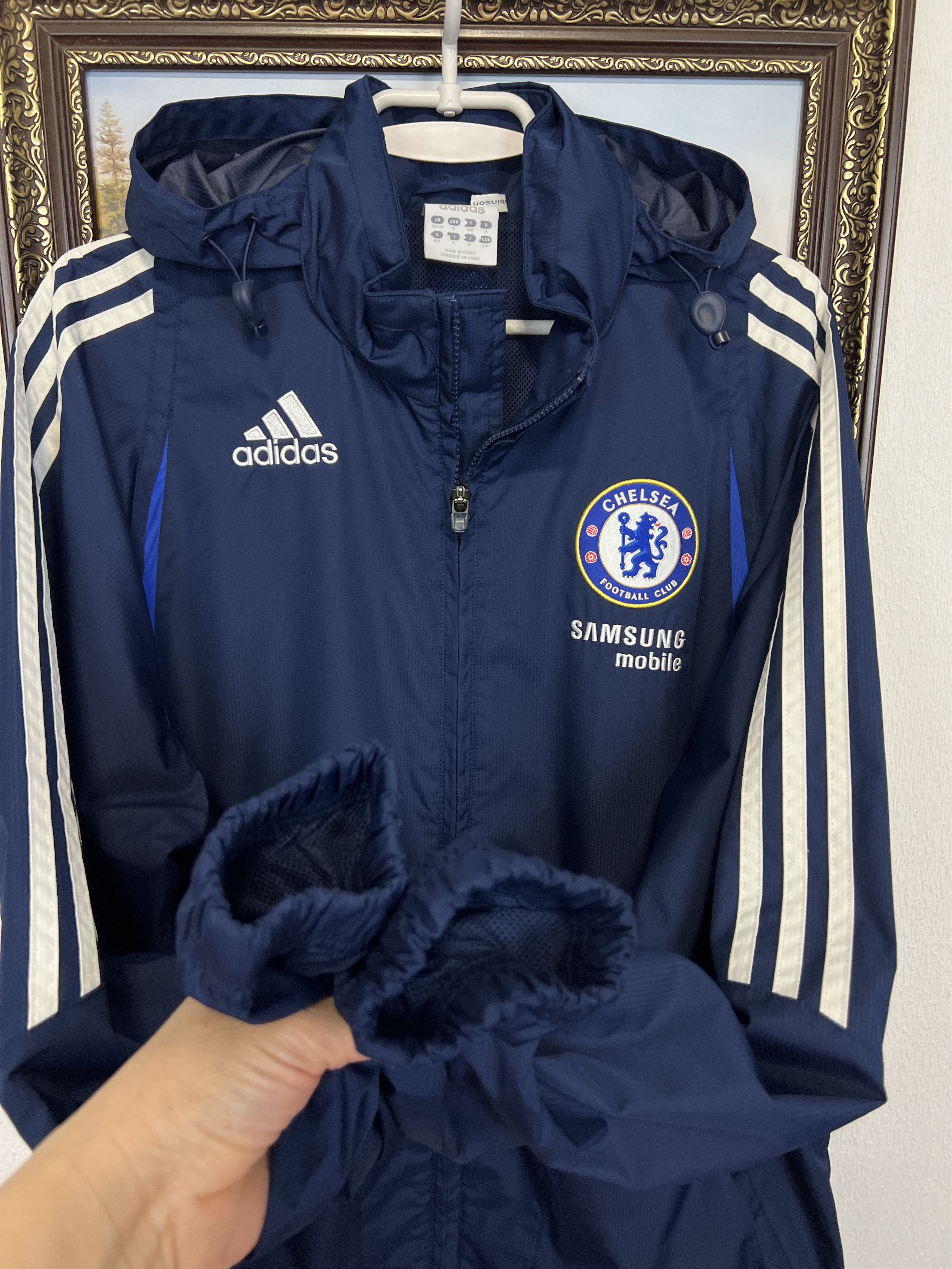 Adidas Vintage Chelsea Football Rain Hooded Jacket Soccer Track Top Size US S / EU 44-46 / 1 - 5 Thumbnail