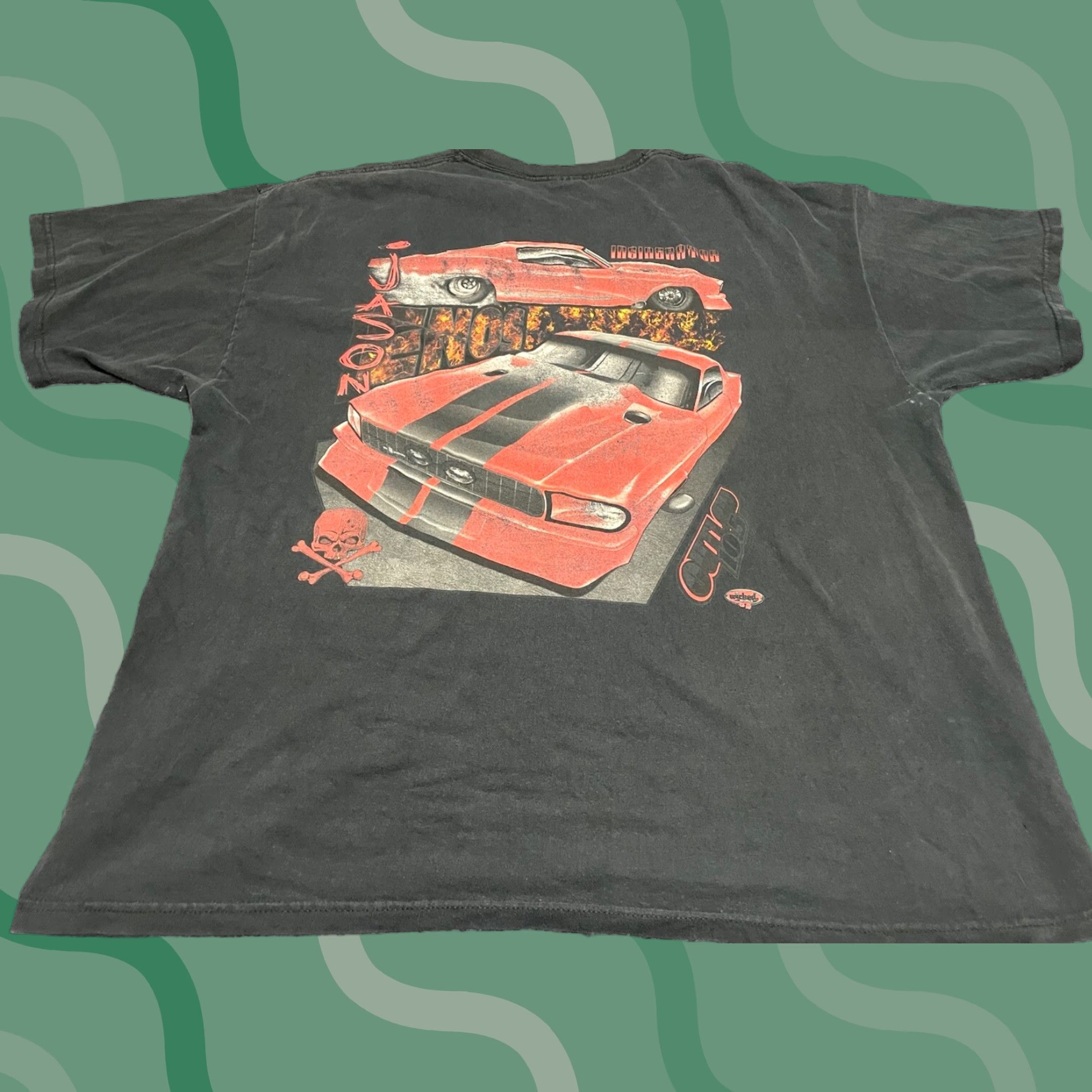 Logo 7 VINTAGE T-Shirt Black 2XL Crew Neck Graphic Tee Hot Rod Flame Logo 80s 90s Cars Retro Motor Racing Mens Size US XXL / EU 58 / 5 - 1 Thumbnail