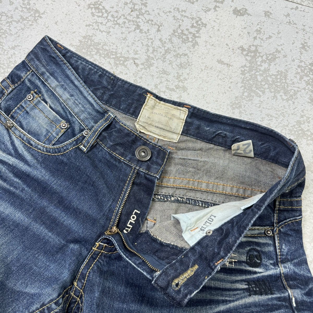 If Six Was Nine Skull - Lolita Washed Hippie Blue Jeans Size US 32 / EU 48 - 10 Thumbnail