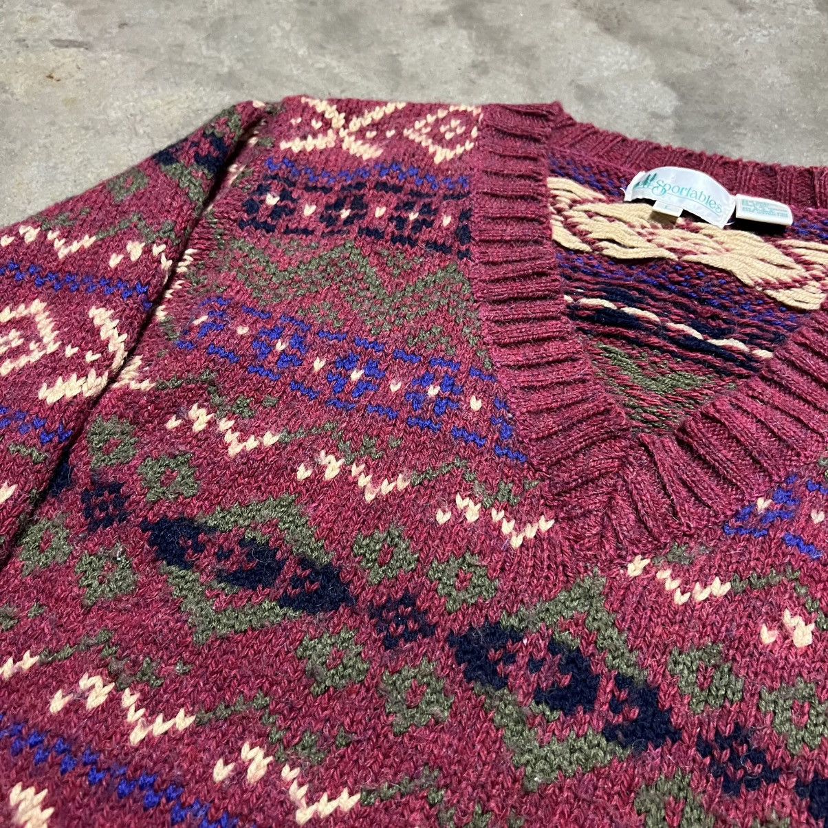 Vintage Vintage Fair Isle Sweater V Neck Wool Blend 90s Patterned Size US L / EU 52-54 / 3 - 6 Thumbnail