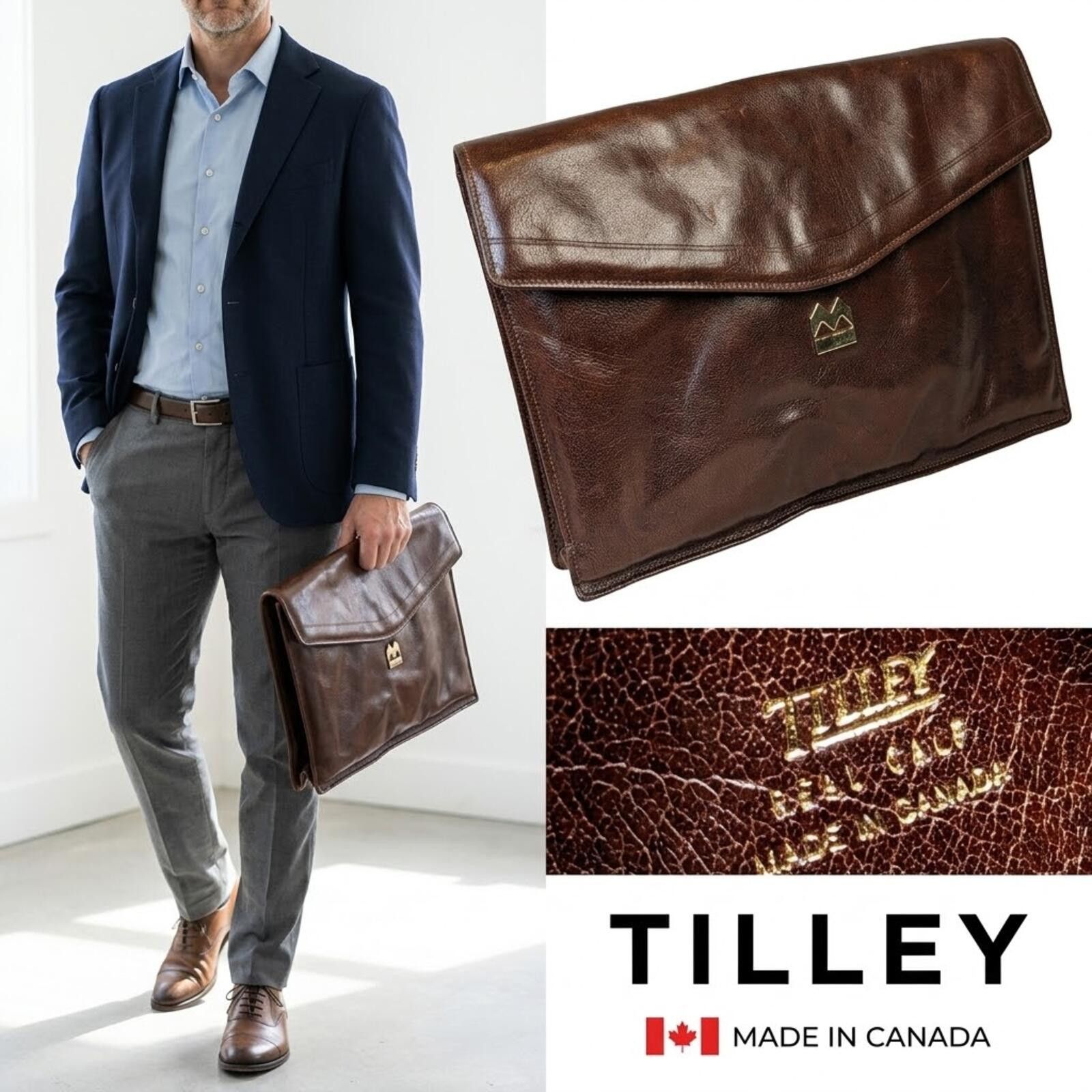 Tilley Tilley Document Case Canada Calf Leather Laptop Portfolio Size ONE SIZE - 1 Thumbnail