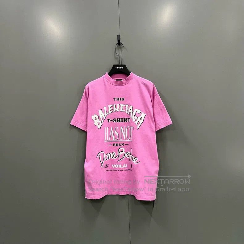 Balenciaga Balenciaga Pink letter printed short sleeve Size US S / EU 44-46 / 1 - 1 Thumbnail