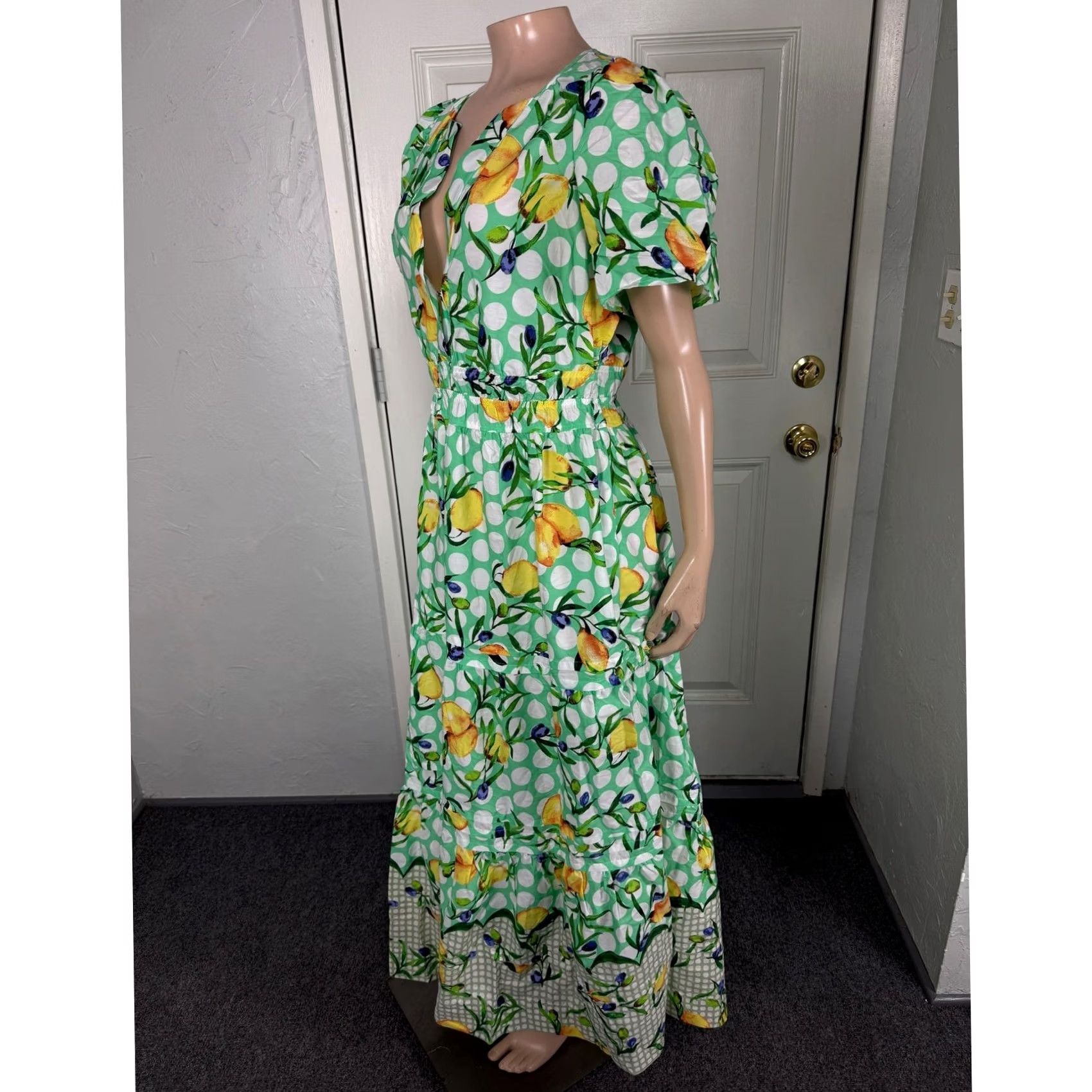 Anthropologie NEW Anthropologie Somerset Maxi Dress Small Cotton Pockets lemon Mint Y18 Size S / US 4 / IT 40 - 3 Thumbnail