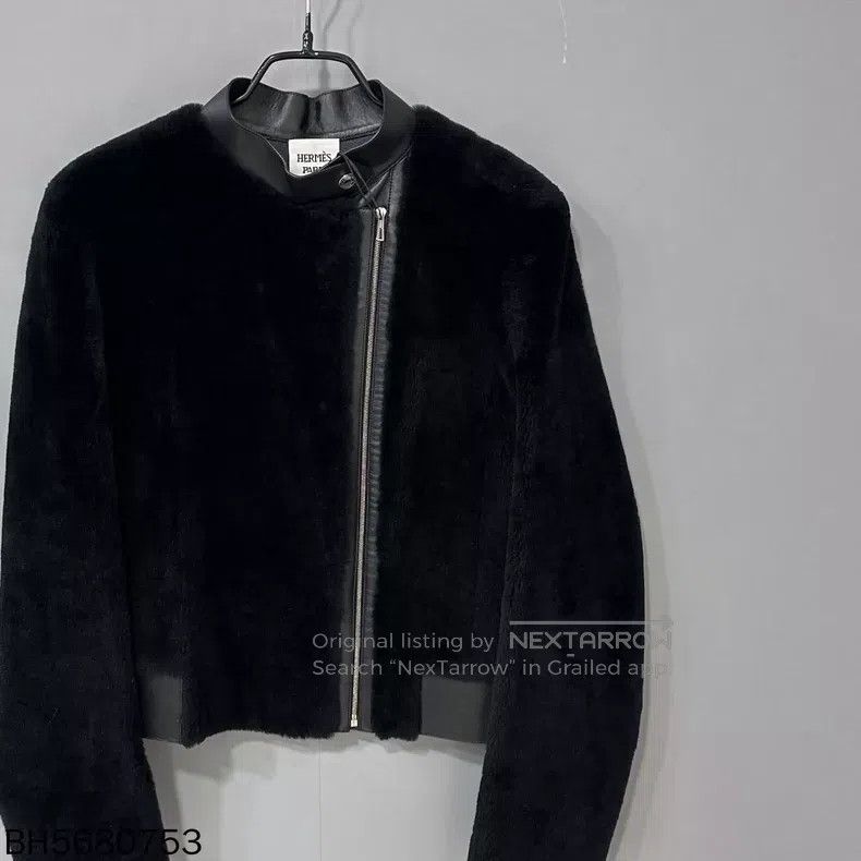 Hermes Hermes Black Leather and Sheepskin Coat Size XS / US 0-2 / IT 36-38 - 2 Thumbnail