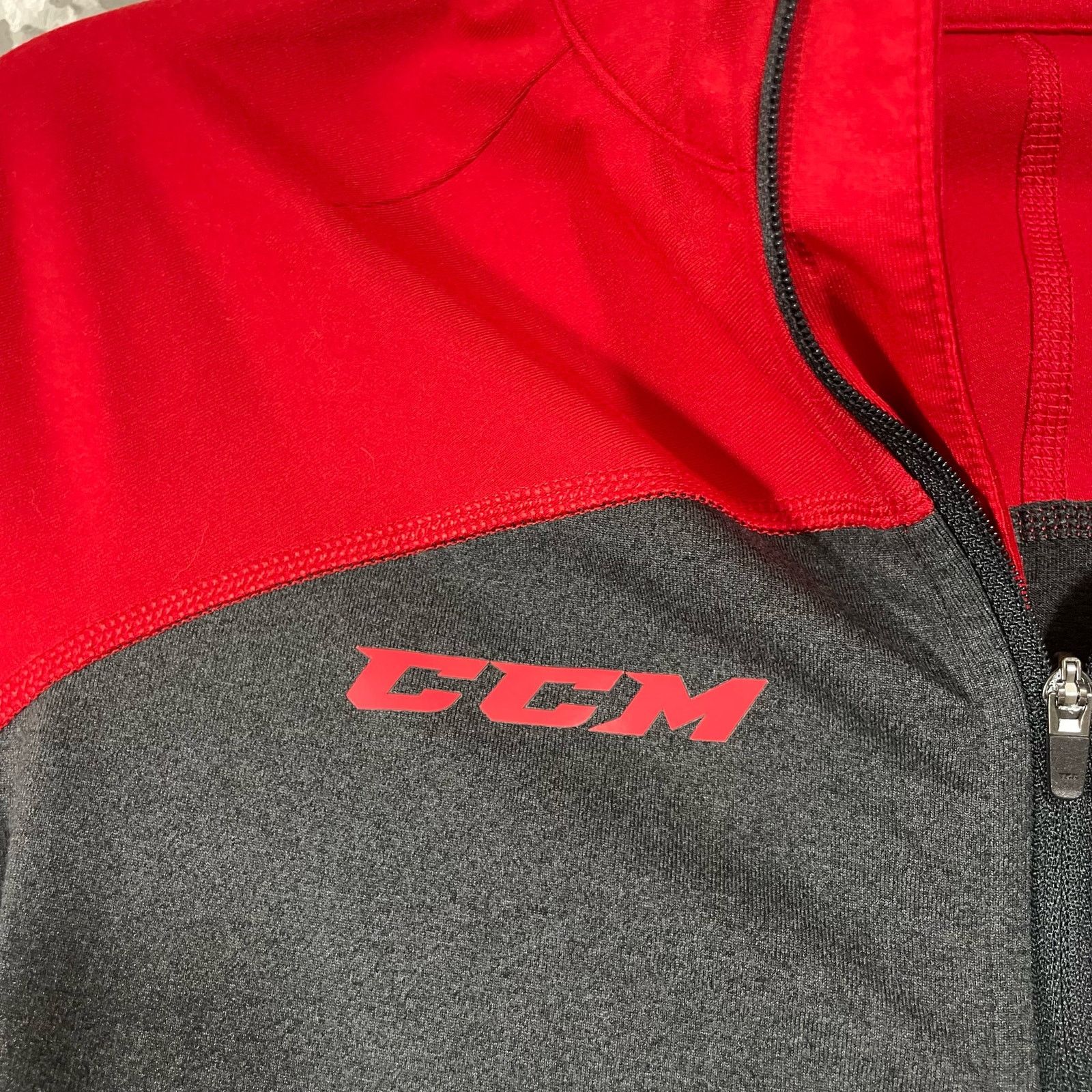 Ccm CCM Red & Gray Color Block Activewear 1/4 Zip Jacket - Small Size S / US 4 / IT 40 - 4 Thumbnail