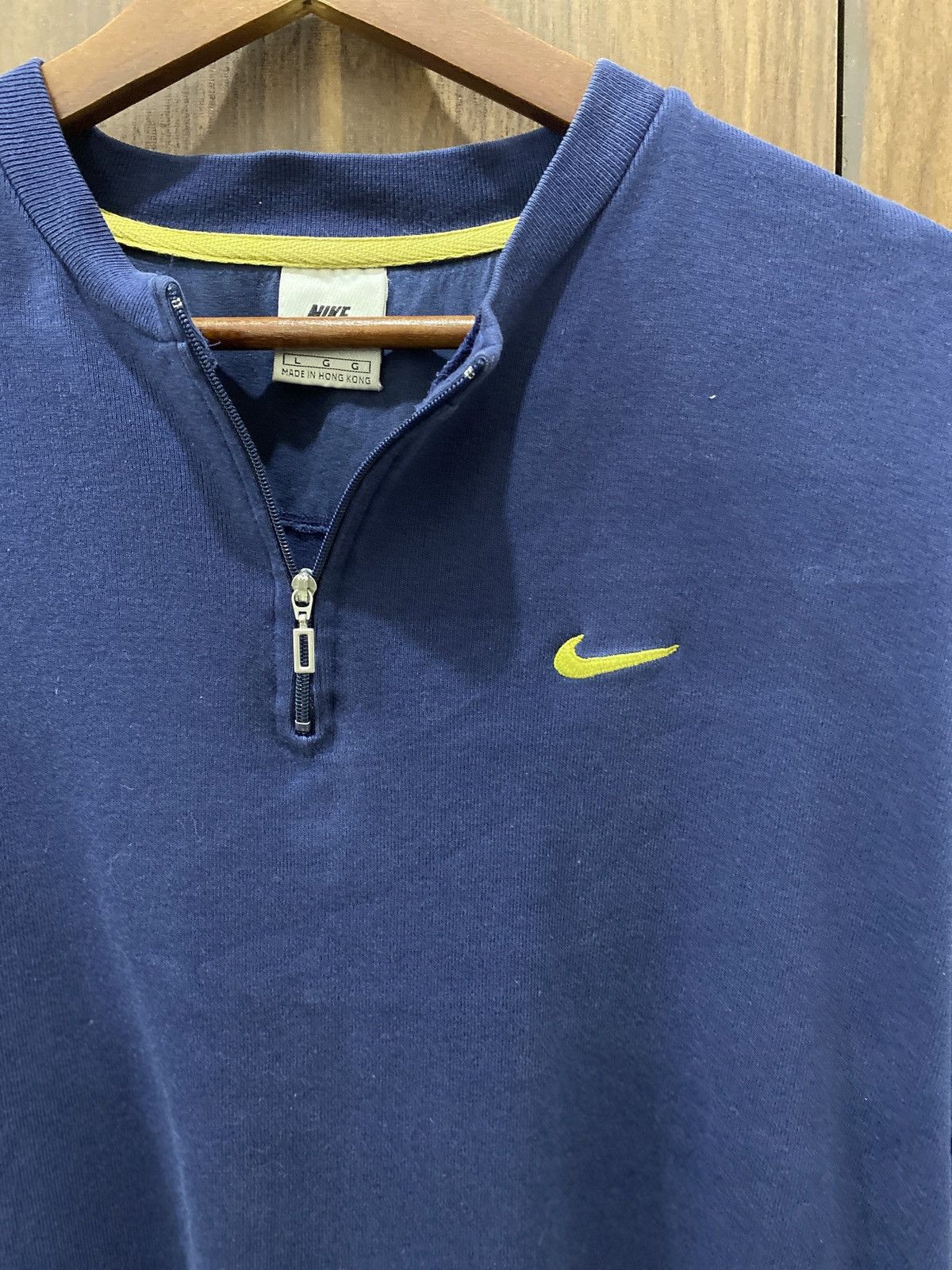 Nike Vintage 90s Nike Navy Blue Half-Zip Mock Neck Tee Size US L / EU 52-54 / 3 - 2 Thumbnail