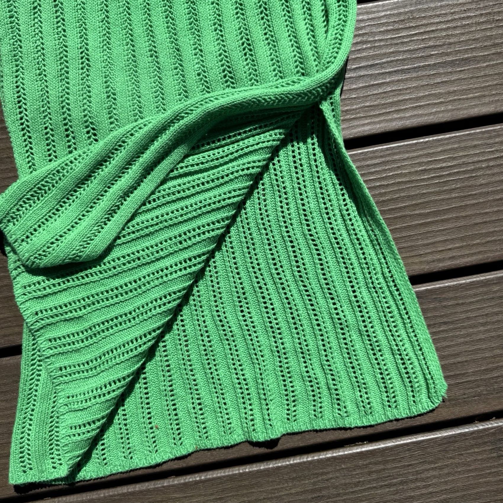 Vintage Freshman 1996 Skirt Midi Green Crochet Slit Lined Size L Womens Size 36" / US 14 / IT 50 - 3 Thumbnail