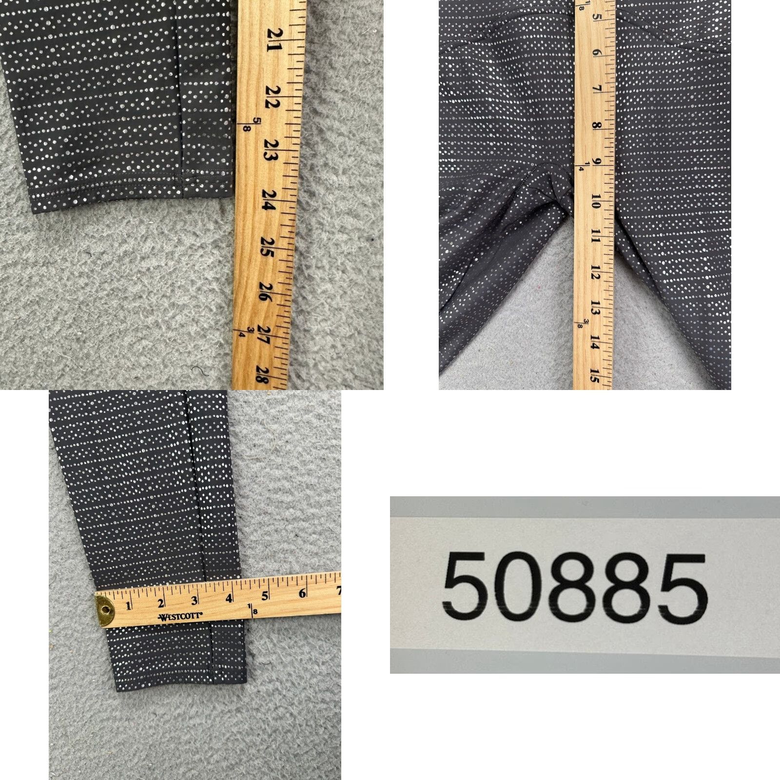 Spanx SPANX by Sara Blakely Womens Leggings M/M Gray Metallic Dot Nylon Elastane Polyester Stretch Skinny Pull On Compression Activewear Casual Size 32" / US 10 / IT 46 - 8 Thumbnail