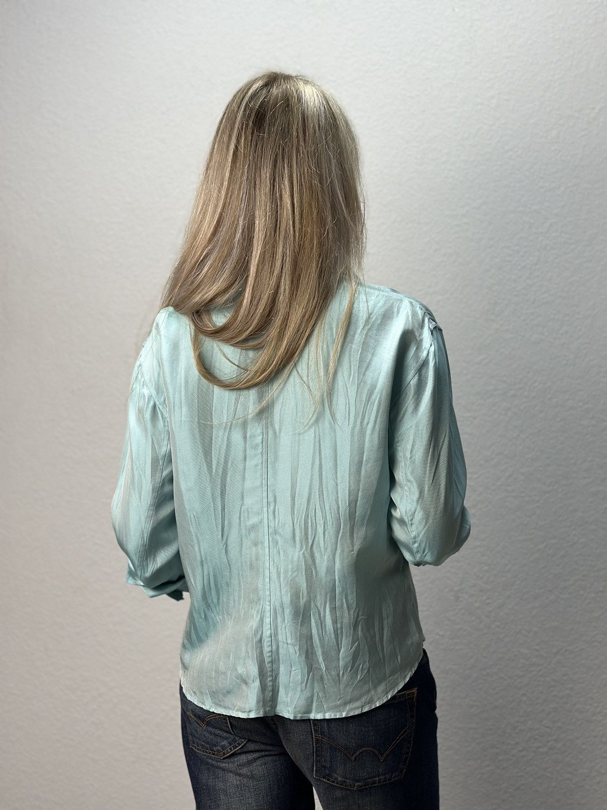 Just Cavalli Roberto Cavalli Silk Blouse Stone Embellished Designer BLUE Size L / US 10 / IT 46 - 14 Thumbnail