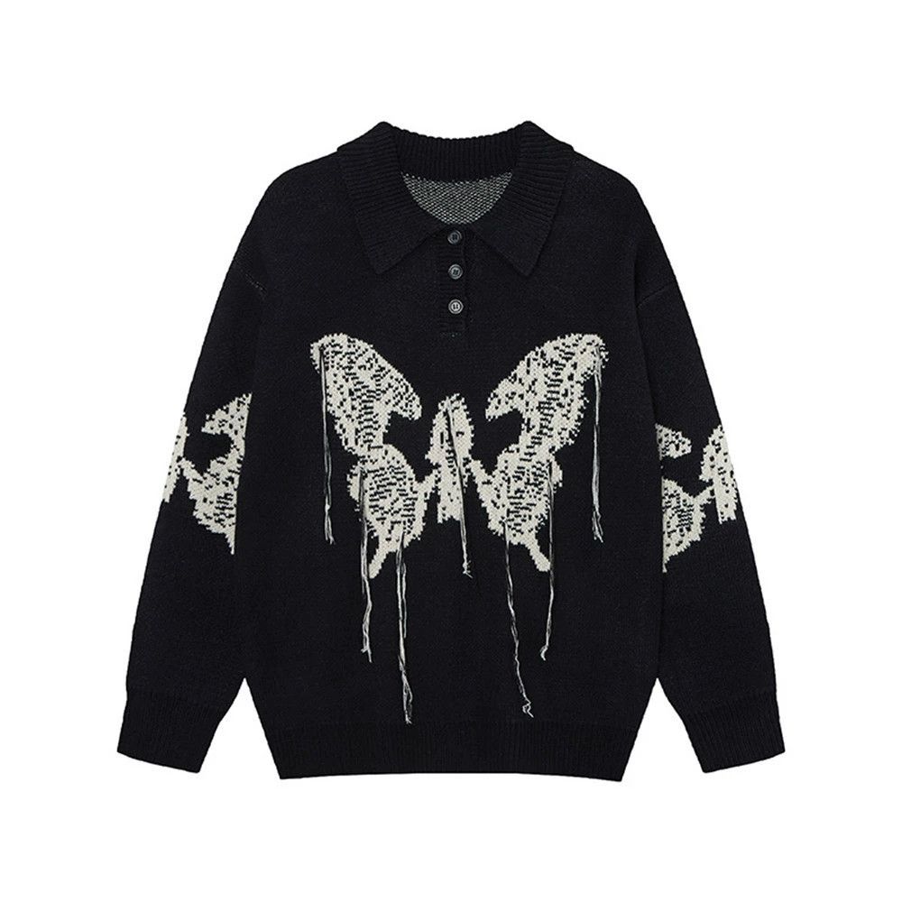 Vintage Loose casual men's high street butterfly lapel sweater Size US M / EU 48-50 / 2 - 1 Thumbnail