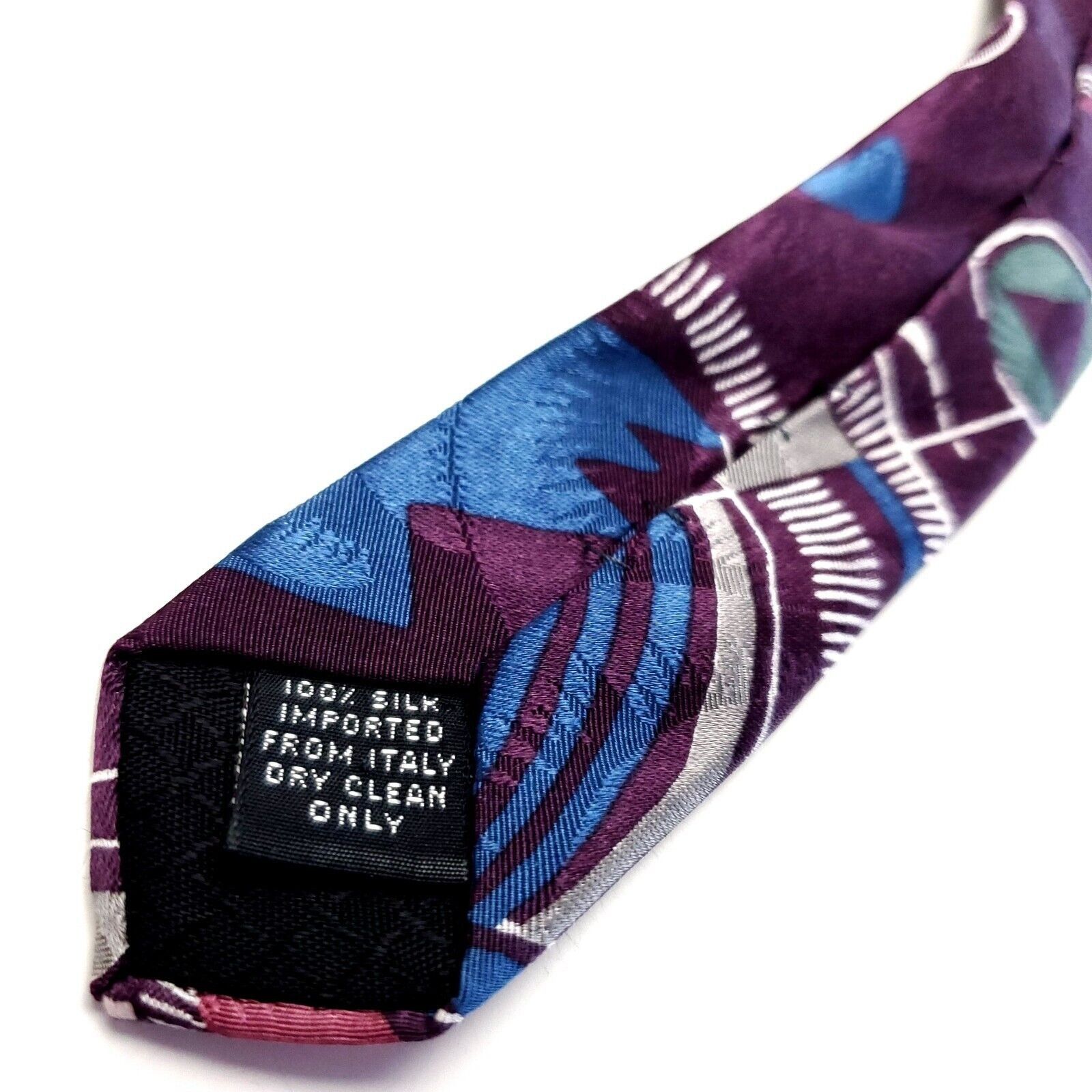 Designer Cezani Silk Tie Print Abstract Purple Wide Size ONE SIZE - 5 Thumbnail
