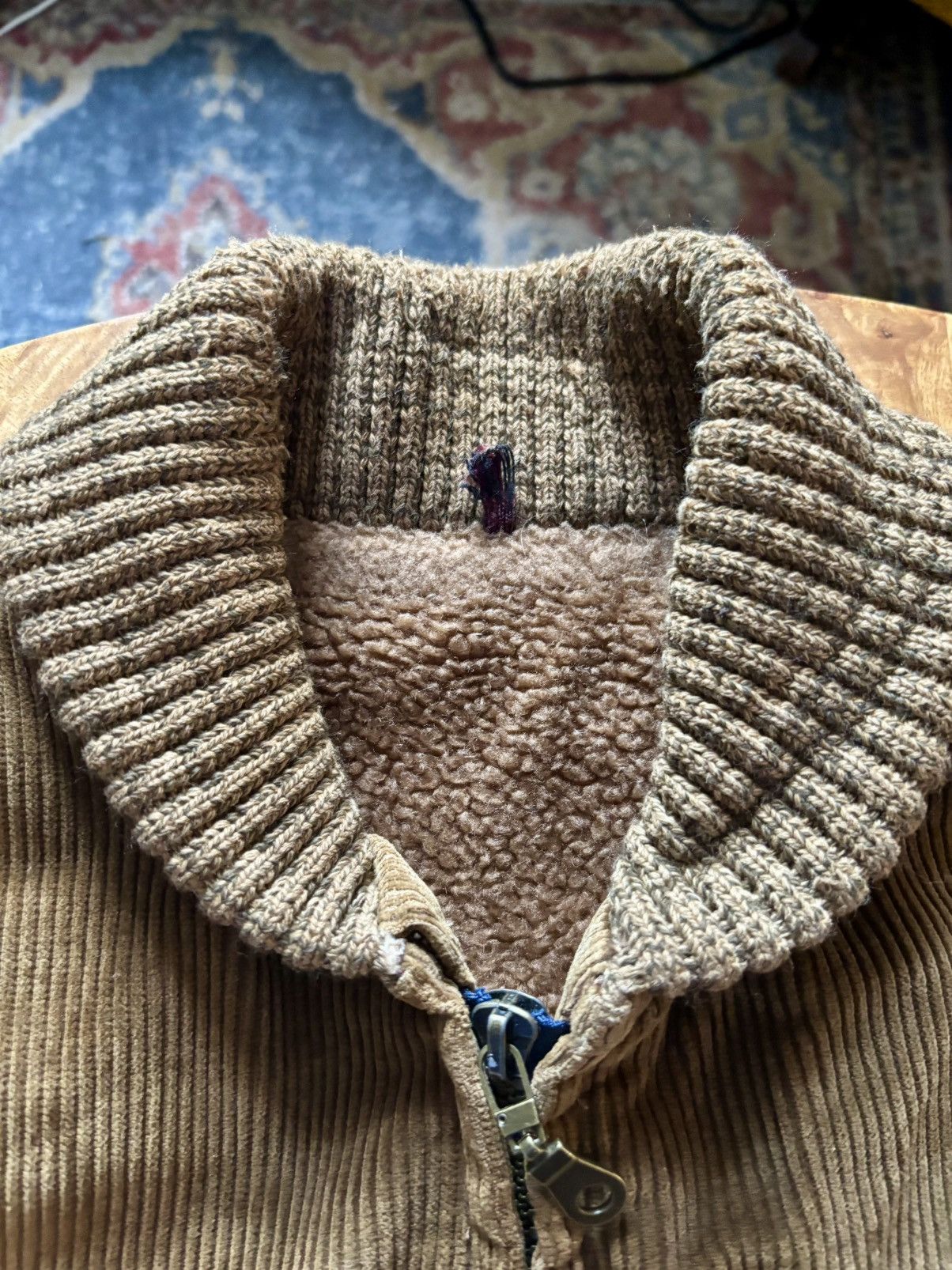 Vintage 1940s Town & Country Patchwork Corduroy Sherpa Lined Jacket Size US L / EU 52-54 / 3 - 5 Thumbnail