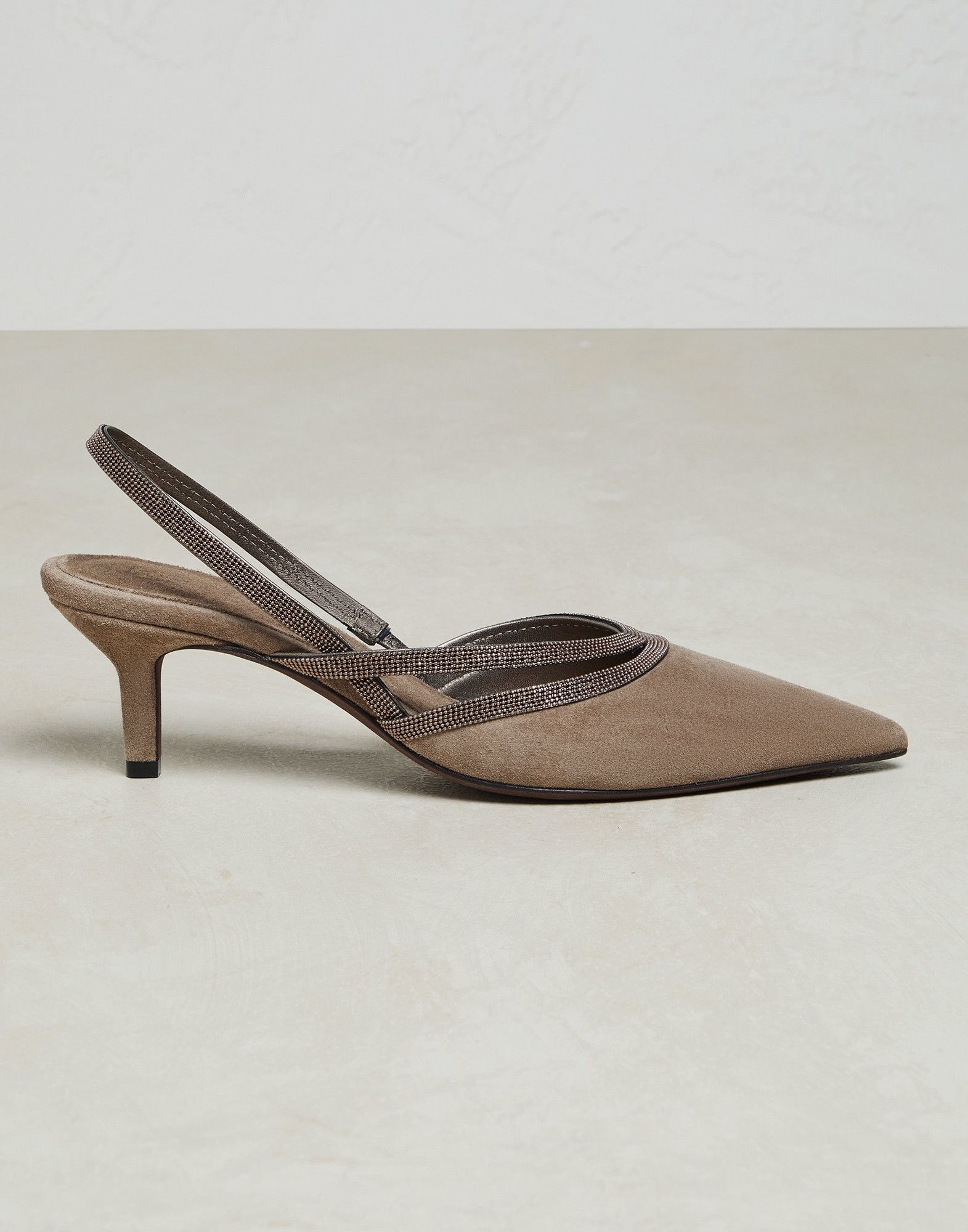 Brunello Cucinelli o1y0725 Leather Suede Pumps in Khaki Size US 6 / IT 36 - 1 Thumbnail