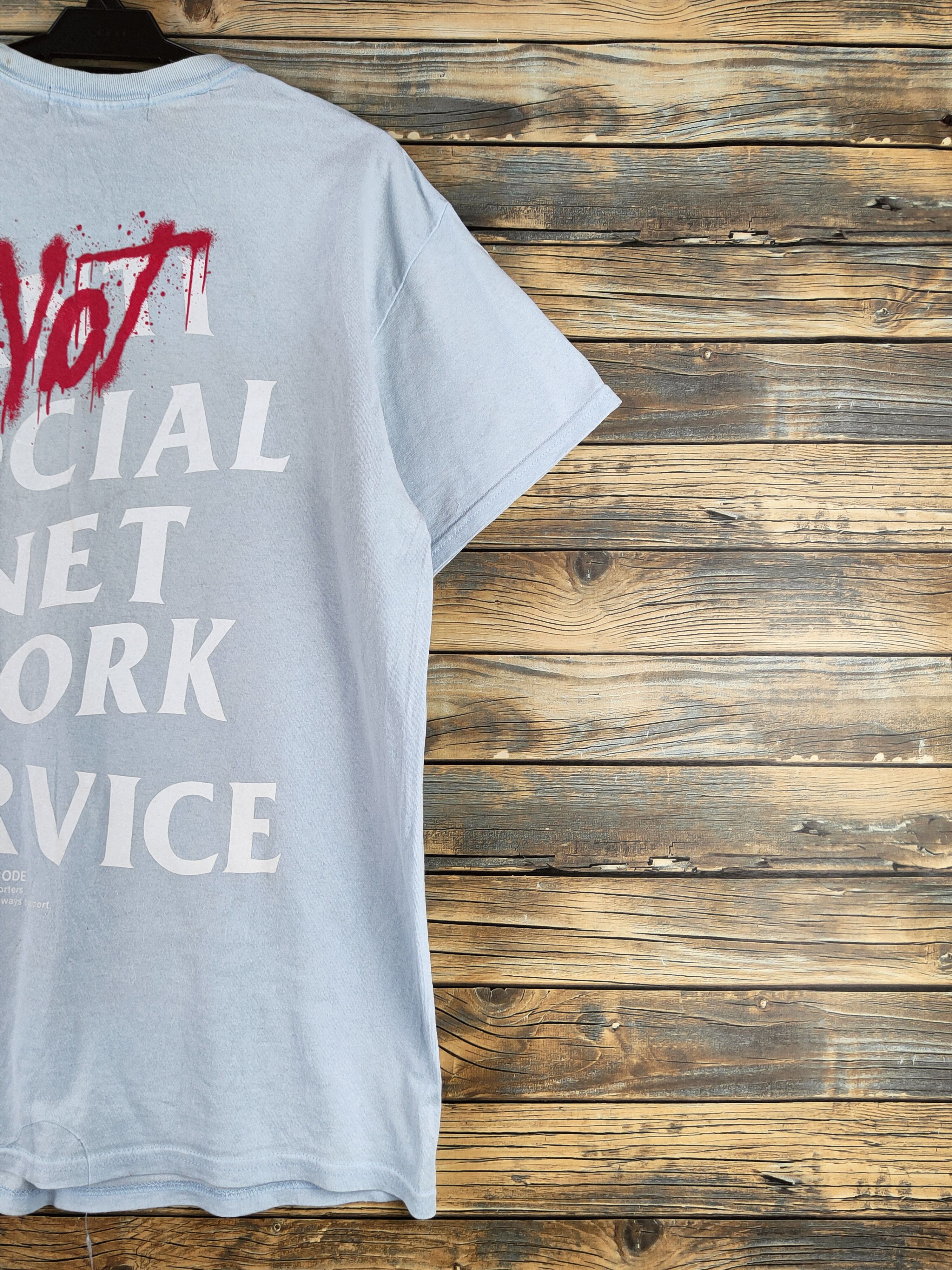Japanese Brand DLSM "Not Social network service" Light Blue T-shirts #S2875 Size US L / EU 52-54 / 3 - 3 Thumbnail