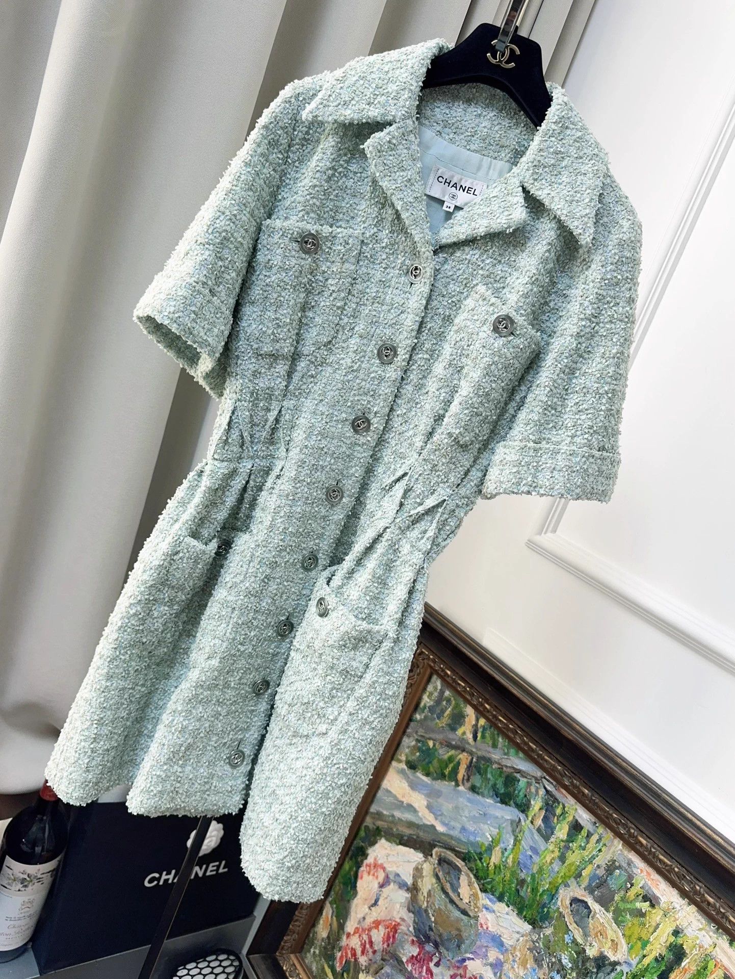 Chanel Chanel 20P Mint Green Tweed Short Sleeve Woven Dress 38 Size S / US 4 / IT 40 - 3 Thumbnail