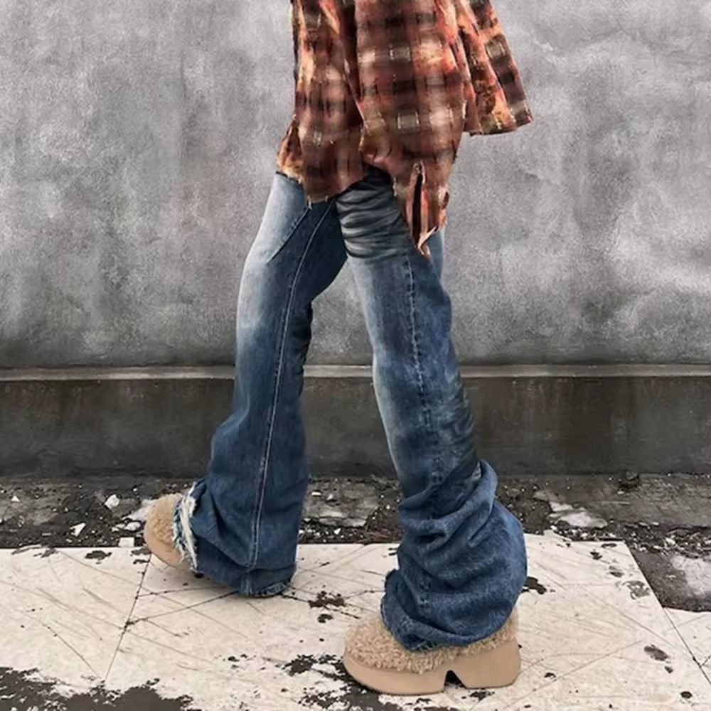 Japanese Brand × Jean Washed Blue Dirty Flare Street Frayed Jean Size US 28 / EU 44 - 1 Thumbnail