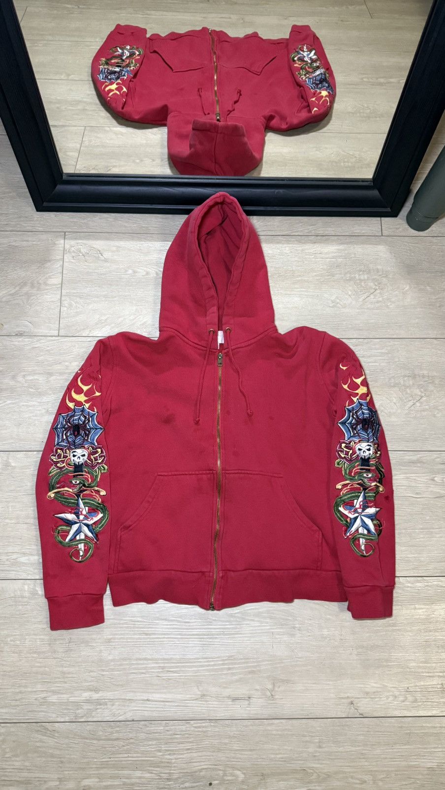 Ed Hardy Vintage / Y2K Ed Hardy Style Embroidered Spider & Dragon Size L / US 10 / IT 46 - 1 Thumbnail