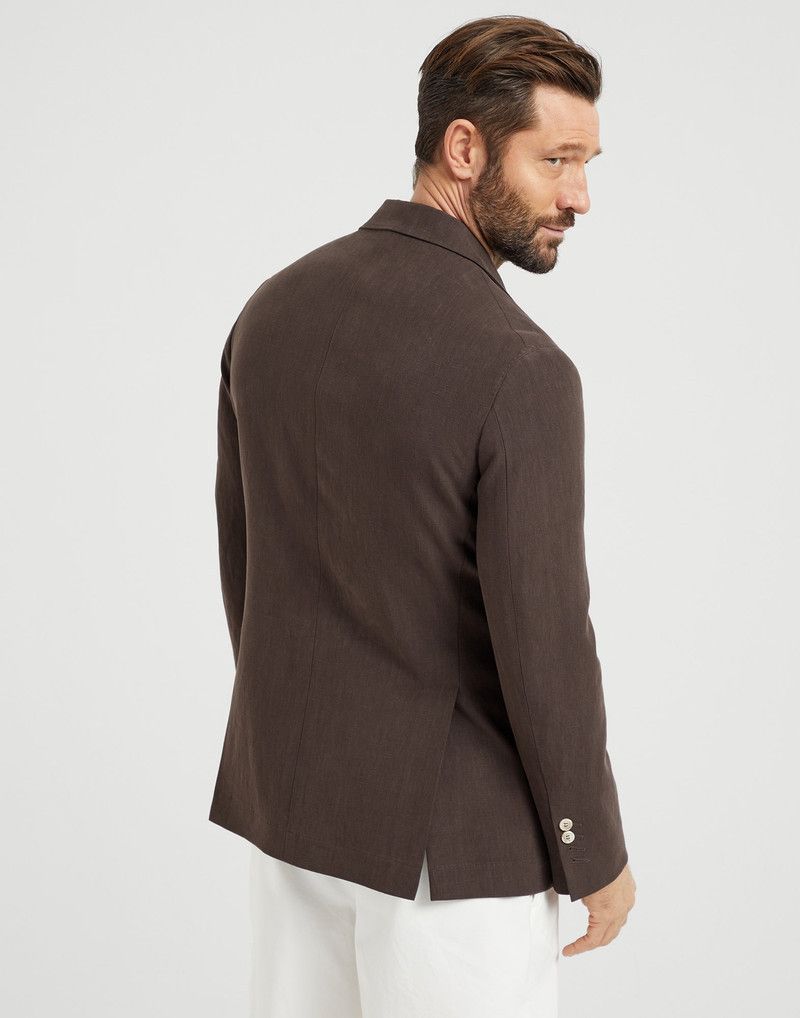 Brunello Cucinelli o1la1rc1a0426 Twisted Linen Deconstructed Blazer in Brown Size US M / EU 48-50 / 2 - 2 Thumbnail