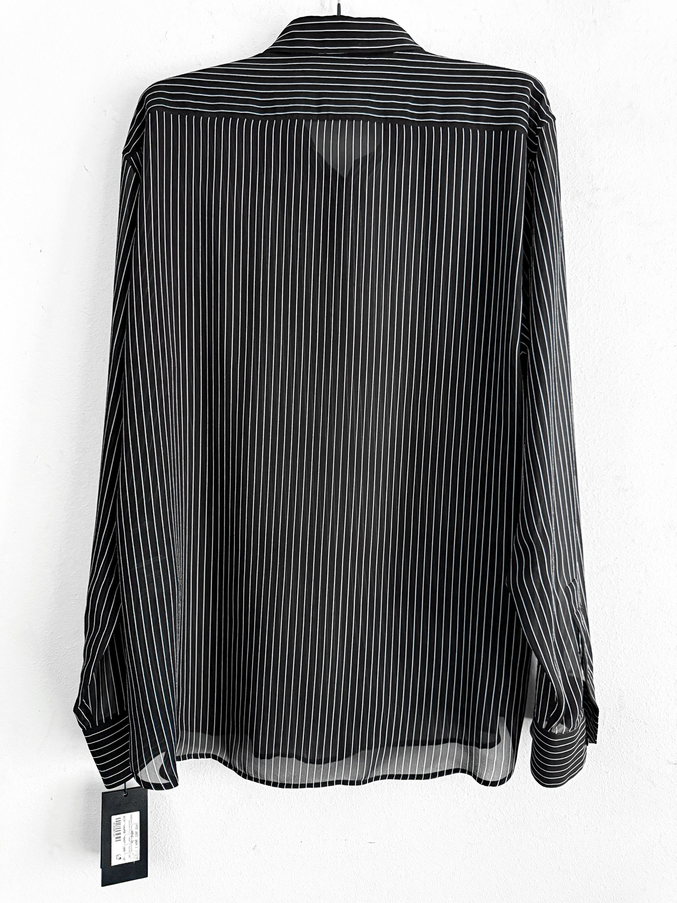 Saint Laurent Paris Black Pinstriped Silk Shirt Size US L / EU 52-54 / 3 - 5 Thumbnail