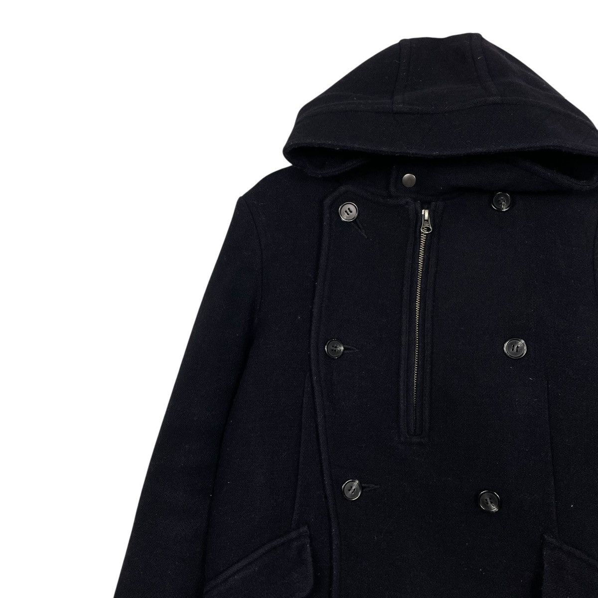 Zucca Cabane De Zucca Double Breasted Hooded Wool Jacket Size US S / EU 44-46 / 1 - 6 Thumbnail
