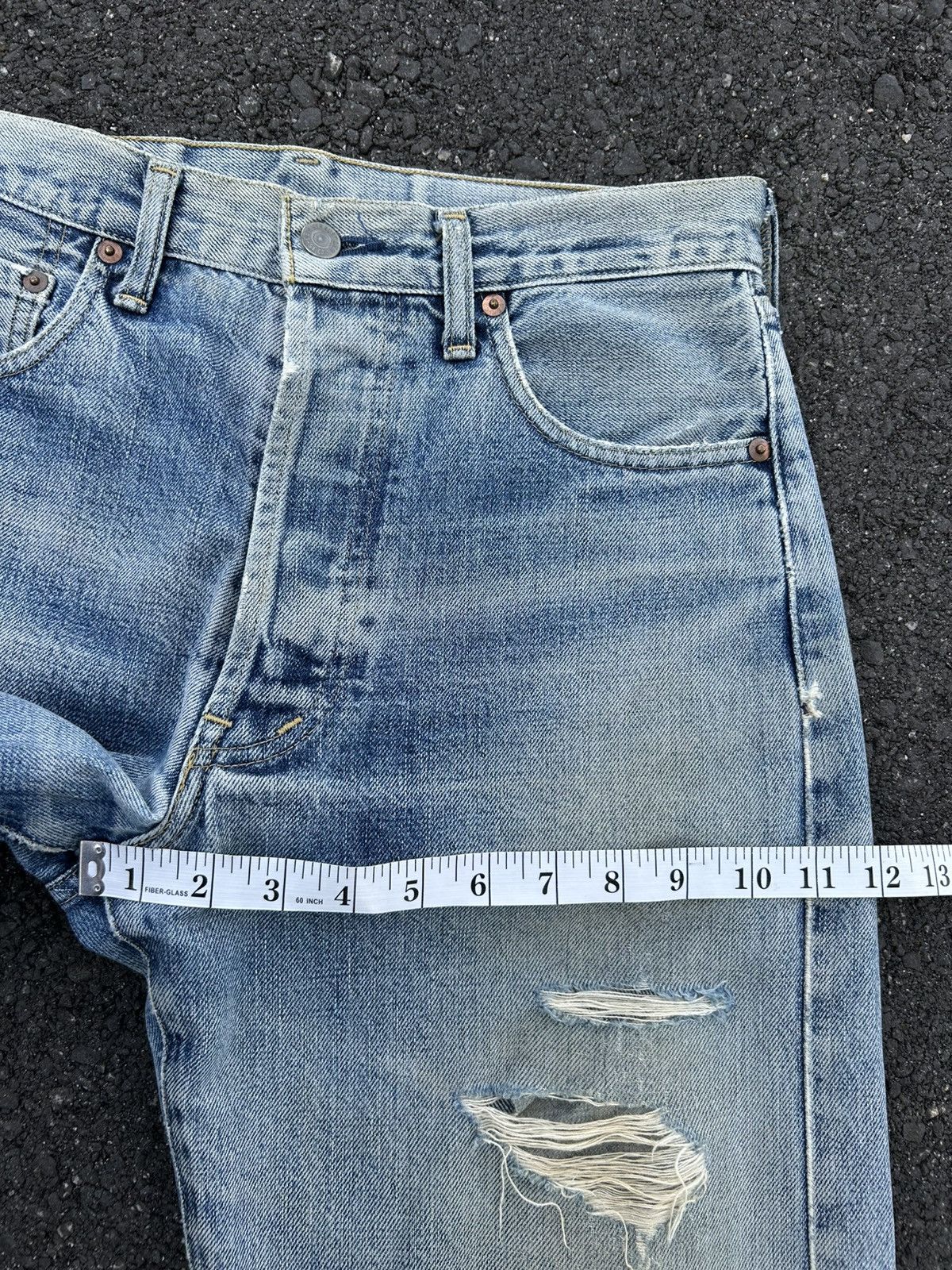 Kapital Thrashed Vintage Levis big E Selvedge Denim Jeans Size US 30 / EU 46 - 22 Thumbnail