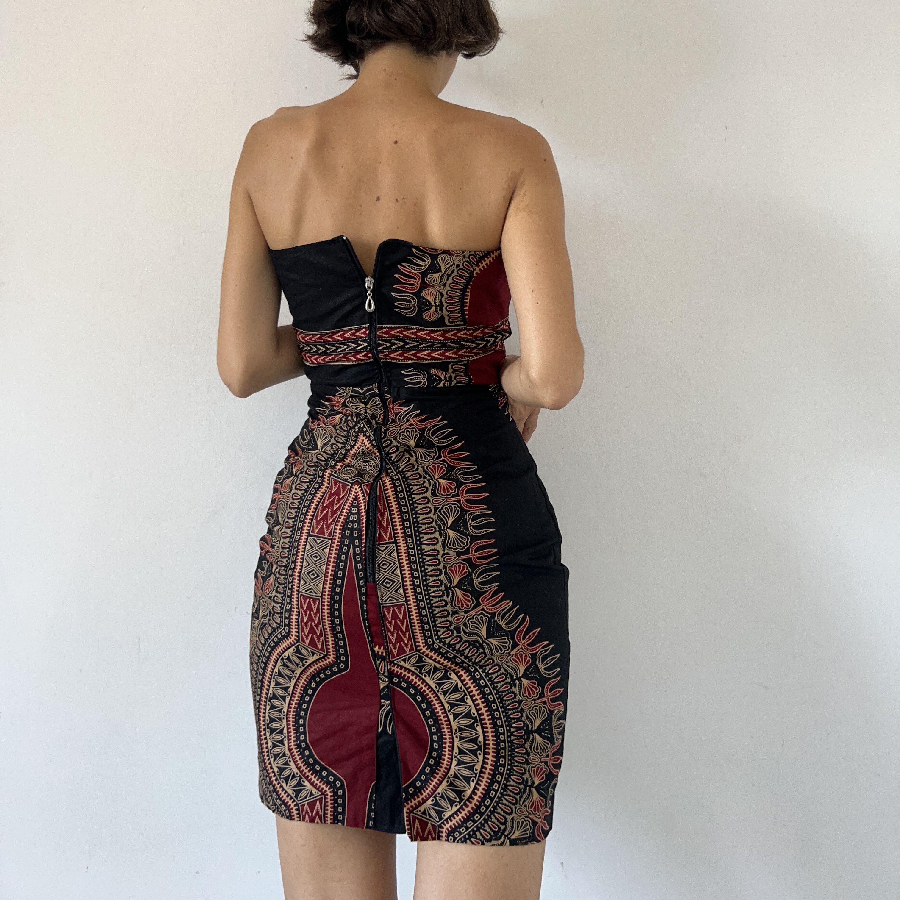 Vintage Vintage 90s handmade African print strapless body con dress Size S / US 4 / IT 40 - 2 Thumbnail