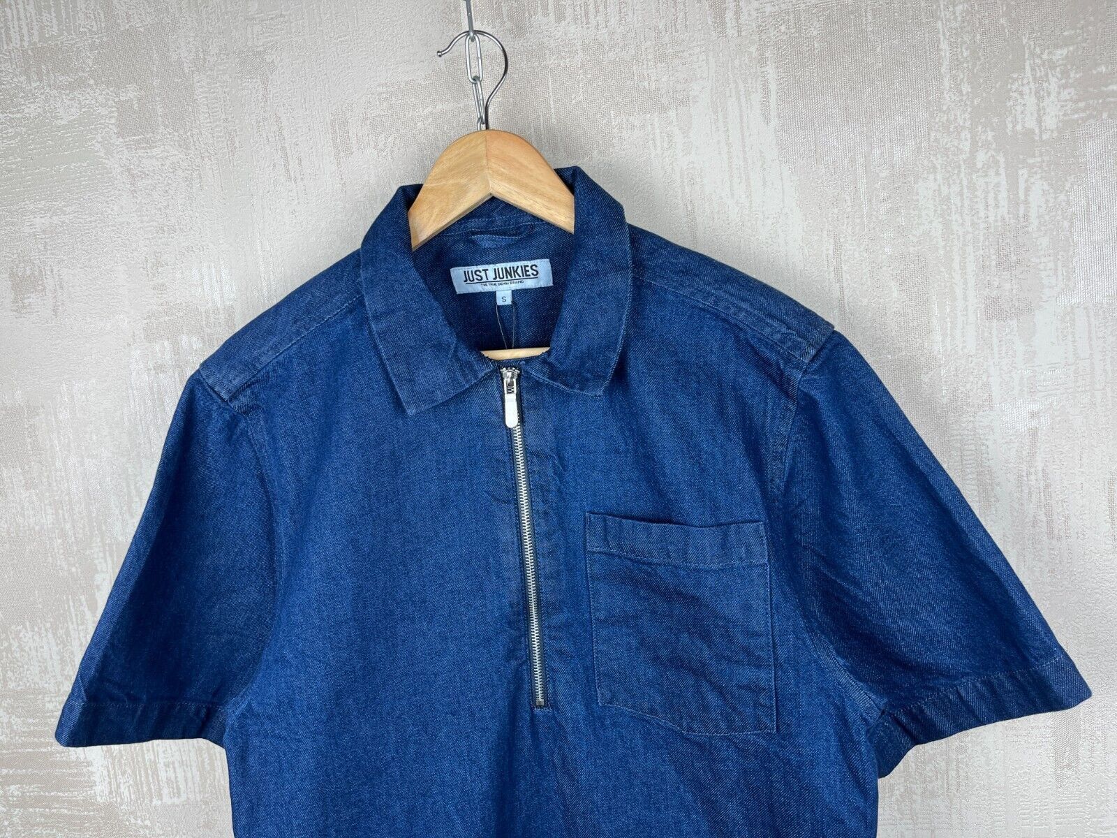 Other Just Junkies Reggie Half Zip Indigo Denim Short Sleeve Shirt Size US S / EU 44-46 / 1 - 1 Thumbnail