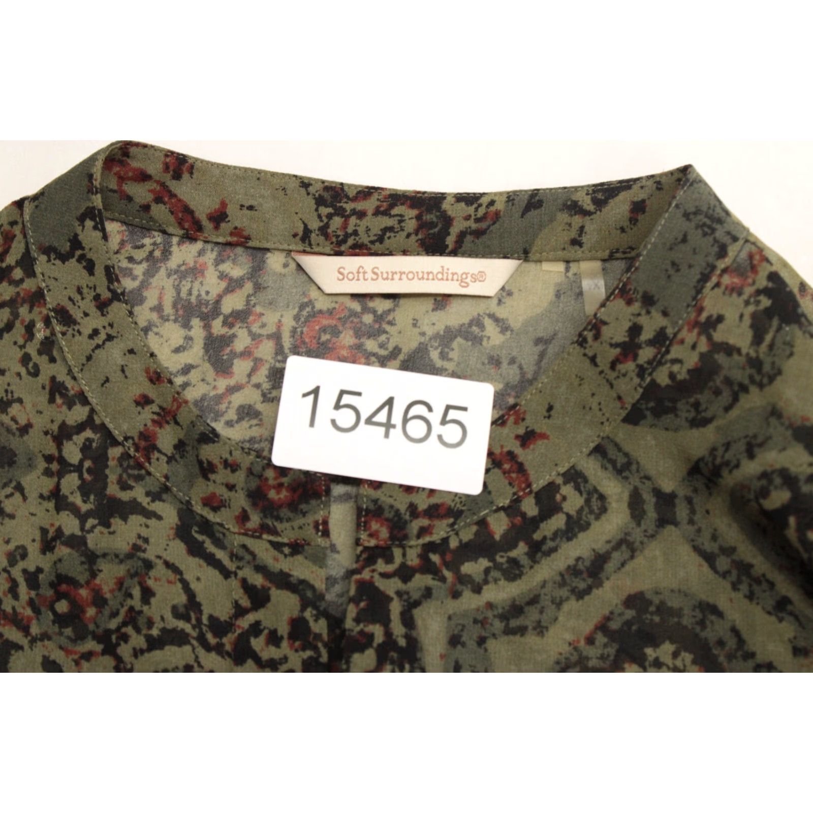 Soft Surroundings Soft Surroundings Plus Size Tunic Blouse Women's 1X Green Geometric Long Sleeve Boho Button Ruffle Casual Nature Womens Size XL / US 12-14 / IT 48-50 - 8 Thumbnail