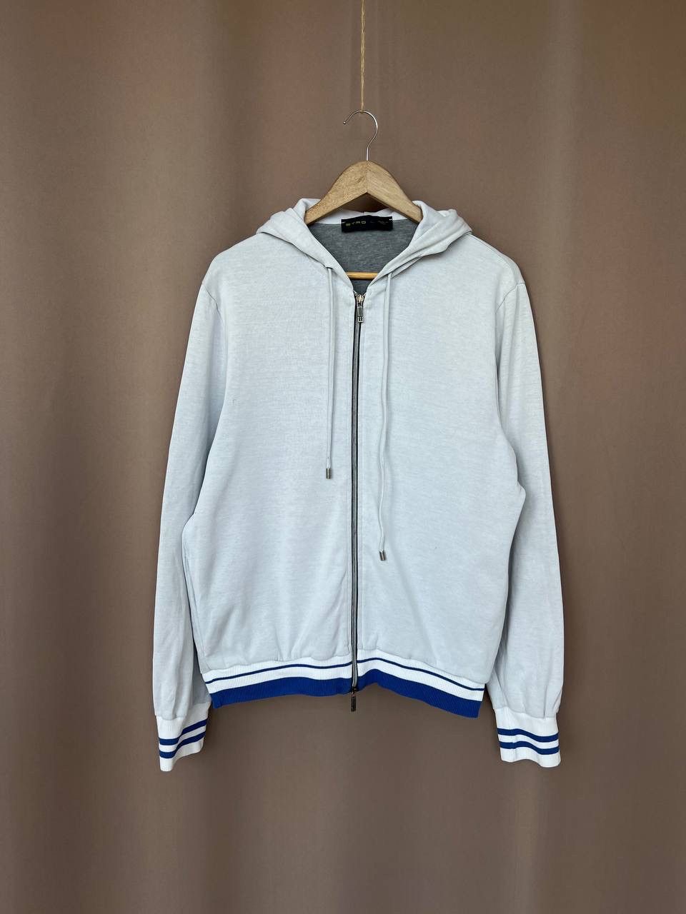 Etro Etro Blue Designer Hoodie Mens Size M/L Embroidered Full Zip Size US L / EU 52-54 / 3 - 1 Thumbnail