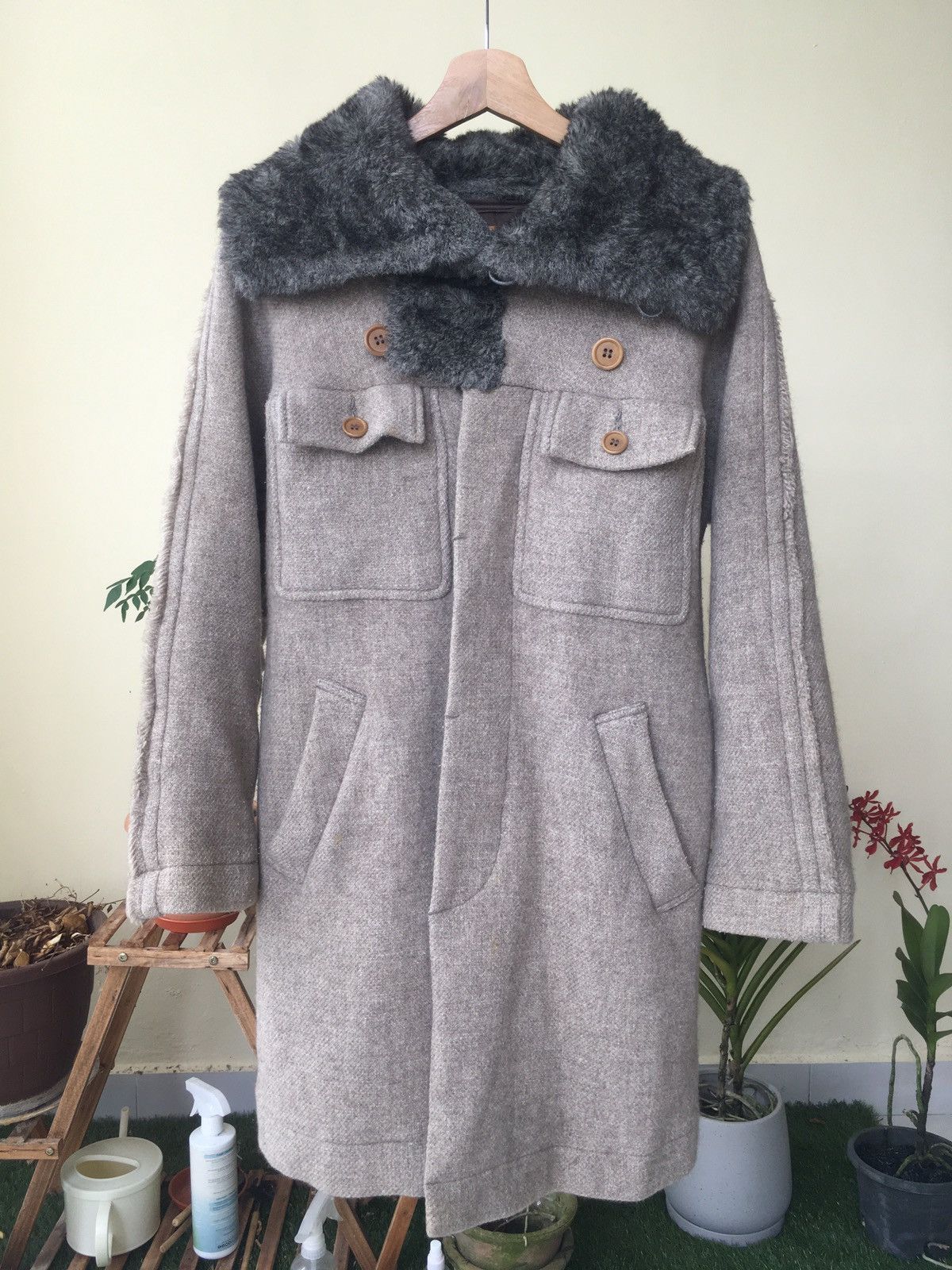CABANE de ZUCCa × Issey Miyake × Zucca Issey Miyake Zucca Fur 3 Way Neck Long Coat Size S / US 4 / IT 40 - 2 Thumbnail