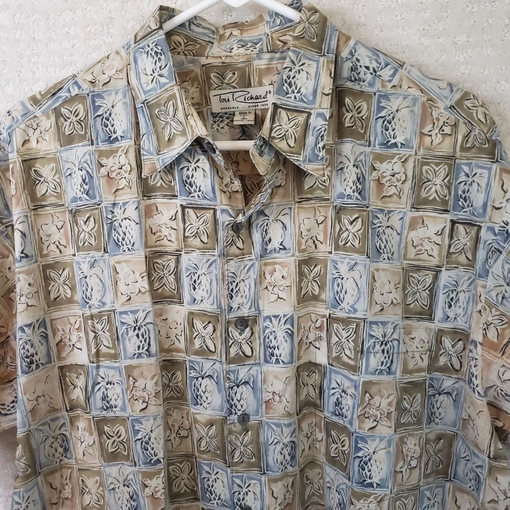 Tori Richard Tori Richard Shirt Geometric Hawaiian Cotton Button-Up Short Sleeve L Multicolor Mens Size US L / EU 52-54 / 3 - 3 Thumbnail