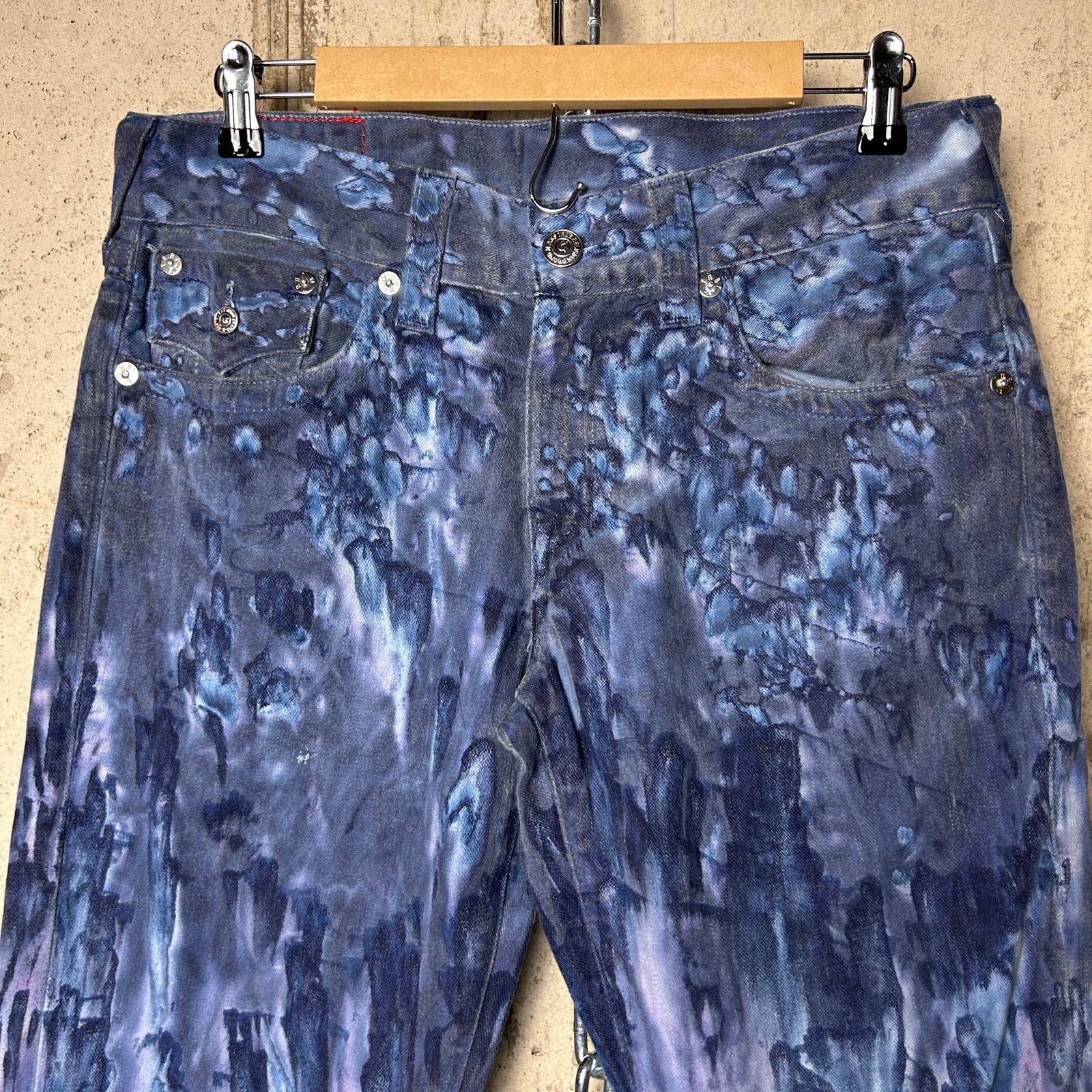 True Religion True Religion Ricky Straight Tie Dye BSO Black 32" Y2K Jeans Size US 32 / EU 48 - 3 Thumbnail