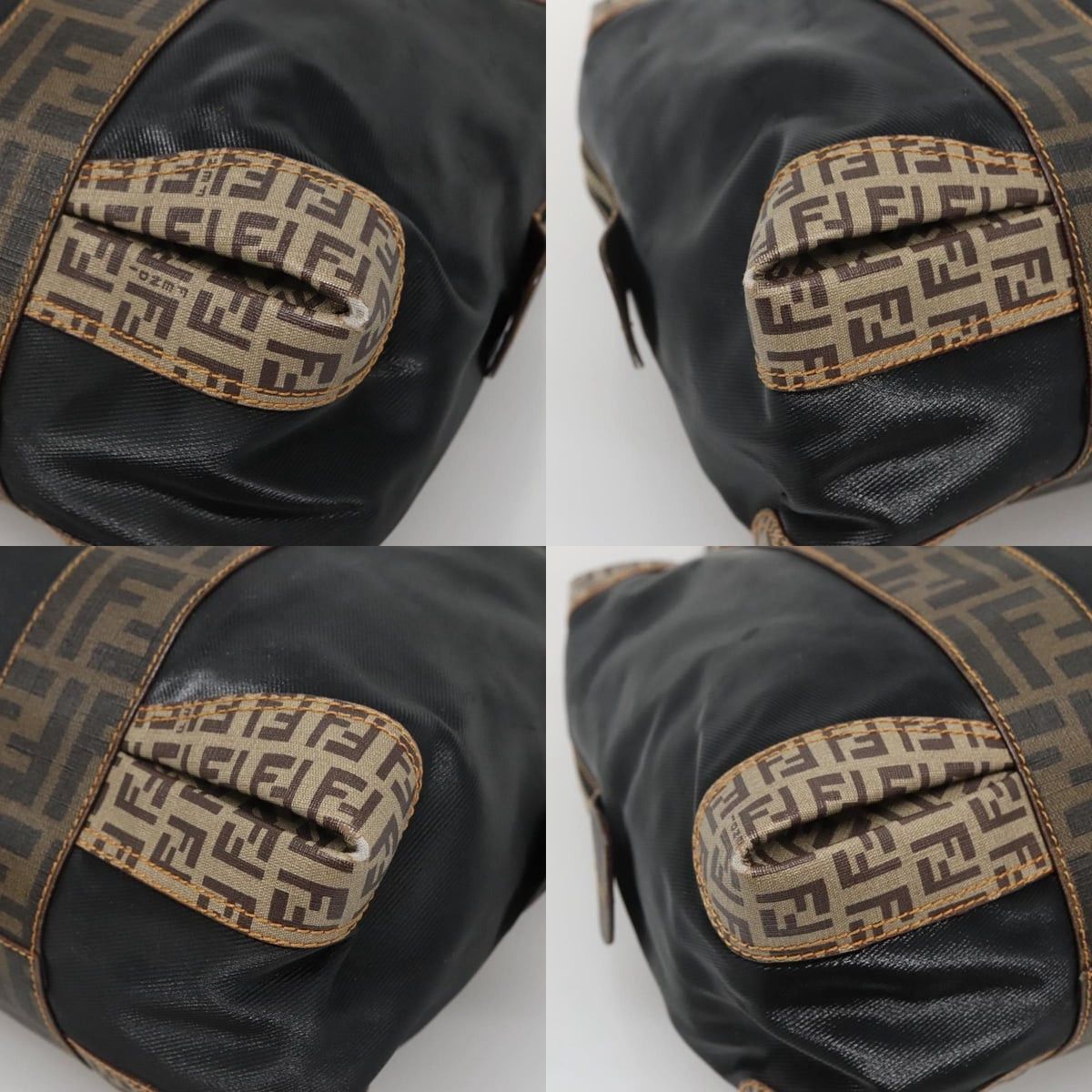 Fendi FENDI Zucchino Hand Bag Coated Canvas Pvc Black Gold Size ONE SIZE - 10 Thumbnail