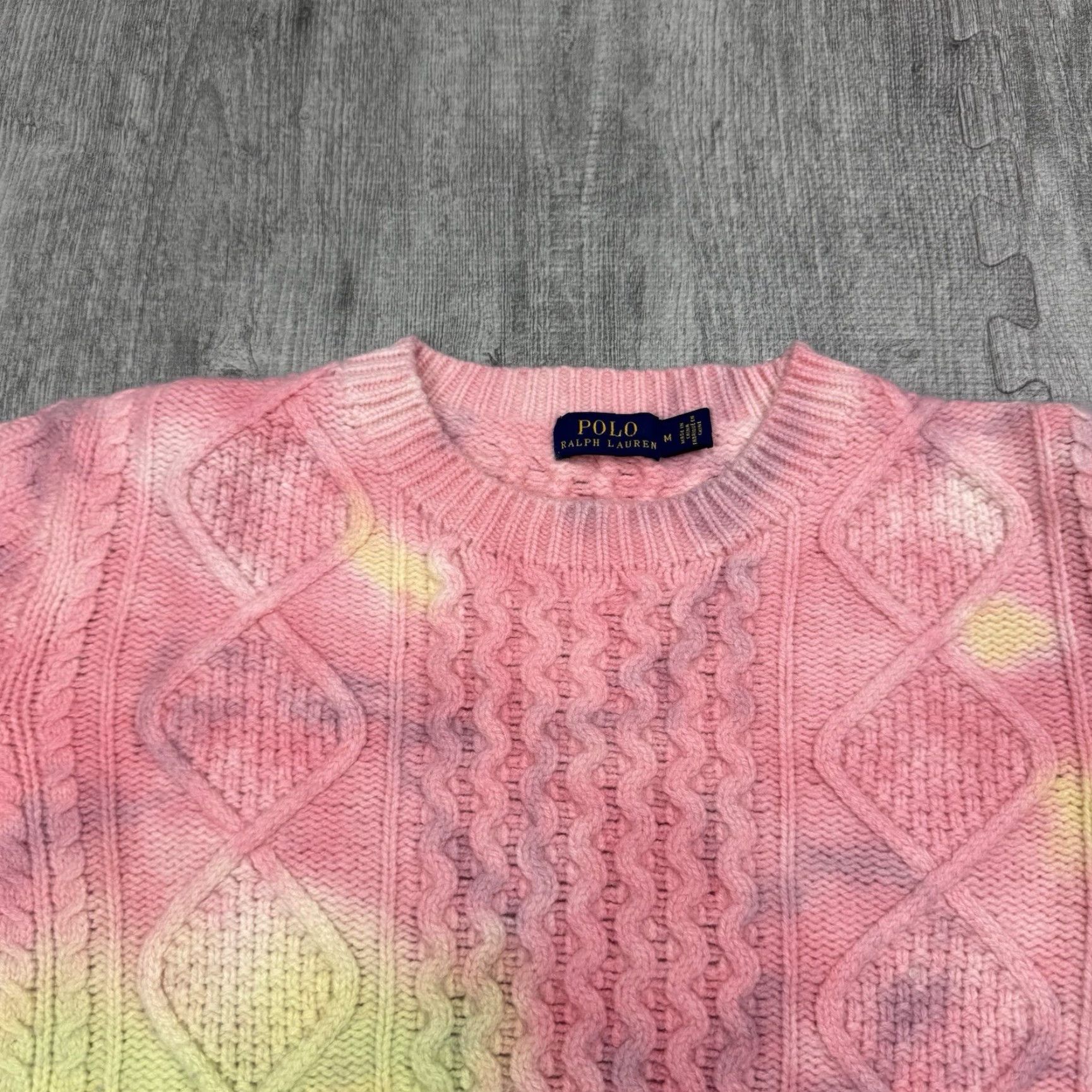 Polo Ralph Lauren POLO RALPH LAUREN WOMENS TIE DYE CABLE KNIT PULLOVER CREW SWEATER M MULTICOLOR Size M / US 6-8 / IT 42-44 - 2 Thumbnail