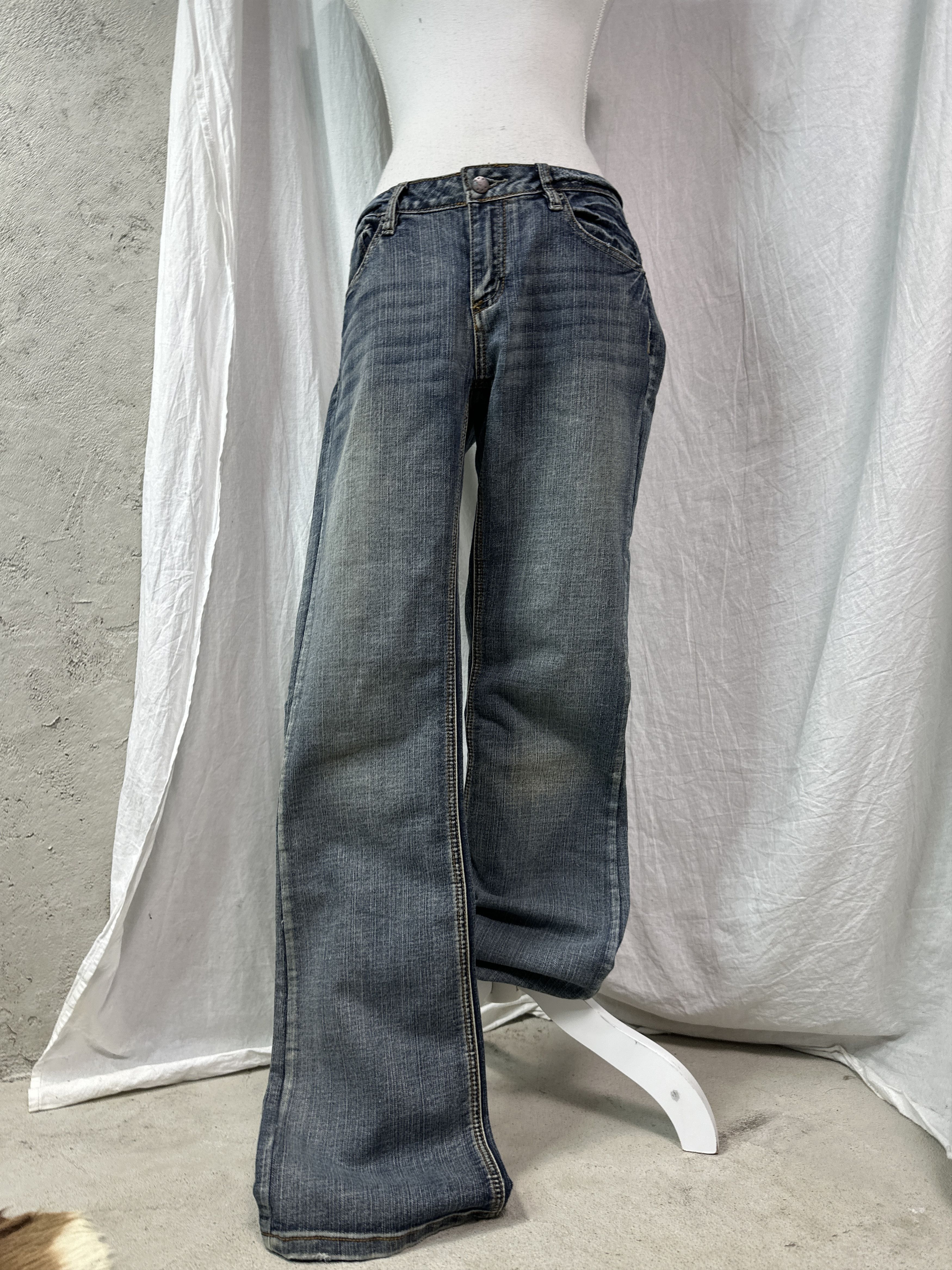 Vintage Vintage Denim Washed Straight Wide Leg Jeans Y2K Size 27" / US 4 / IT 40 - 1 Thumbnail