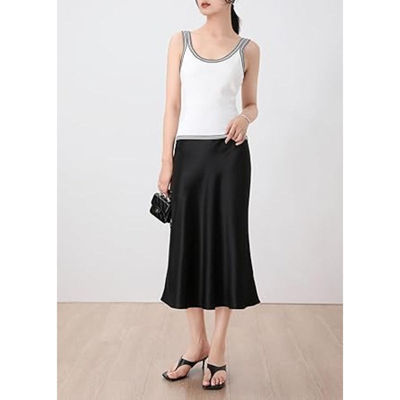 Other Keasmto Black Skirt for Women Midi Length High Waist Silk Size 30" / US 8 / IT 44 - 5 Thumbnail