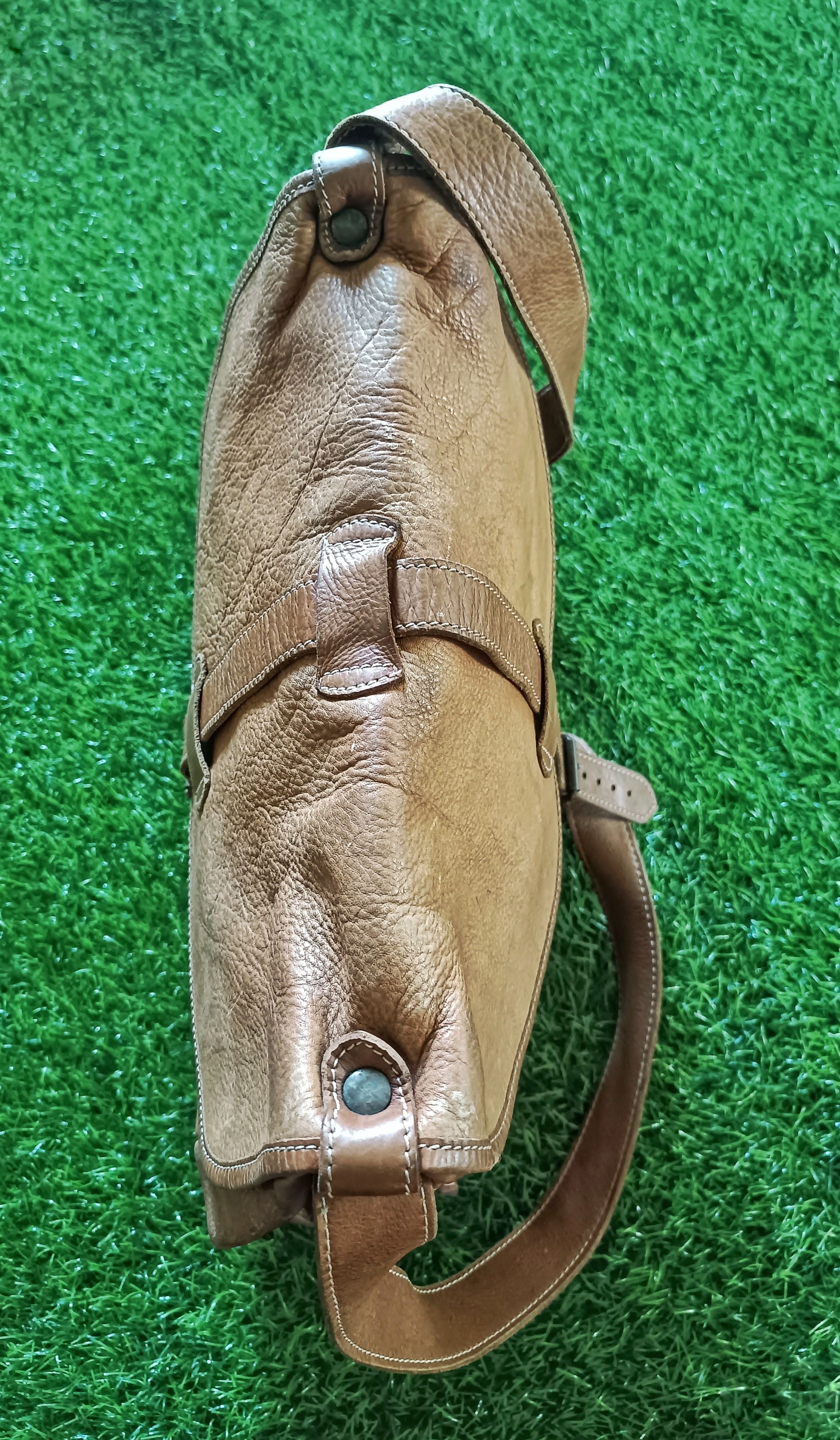 Handmade × Leather HANDMADE LEATHER LARGE OVERSIZED CROSSBODY SLING BAG 2 FACE Size ONE SIZE - 5 Thumbnail