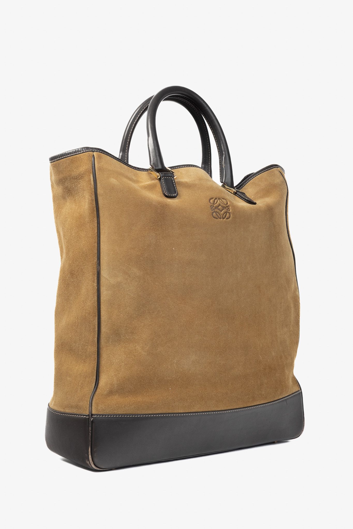 Loewe Loewe Amazona Oro Suede & Marron Leather Tote Bag Size ONE SIZE - 2 Thumbnail