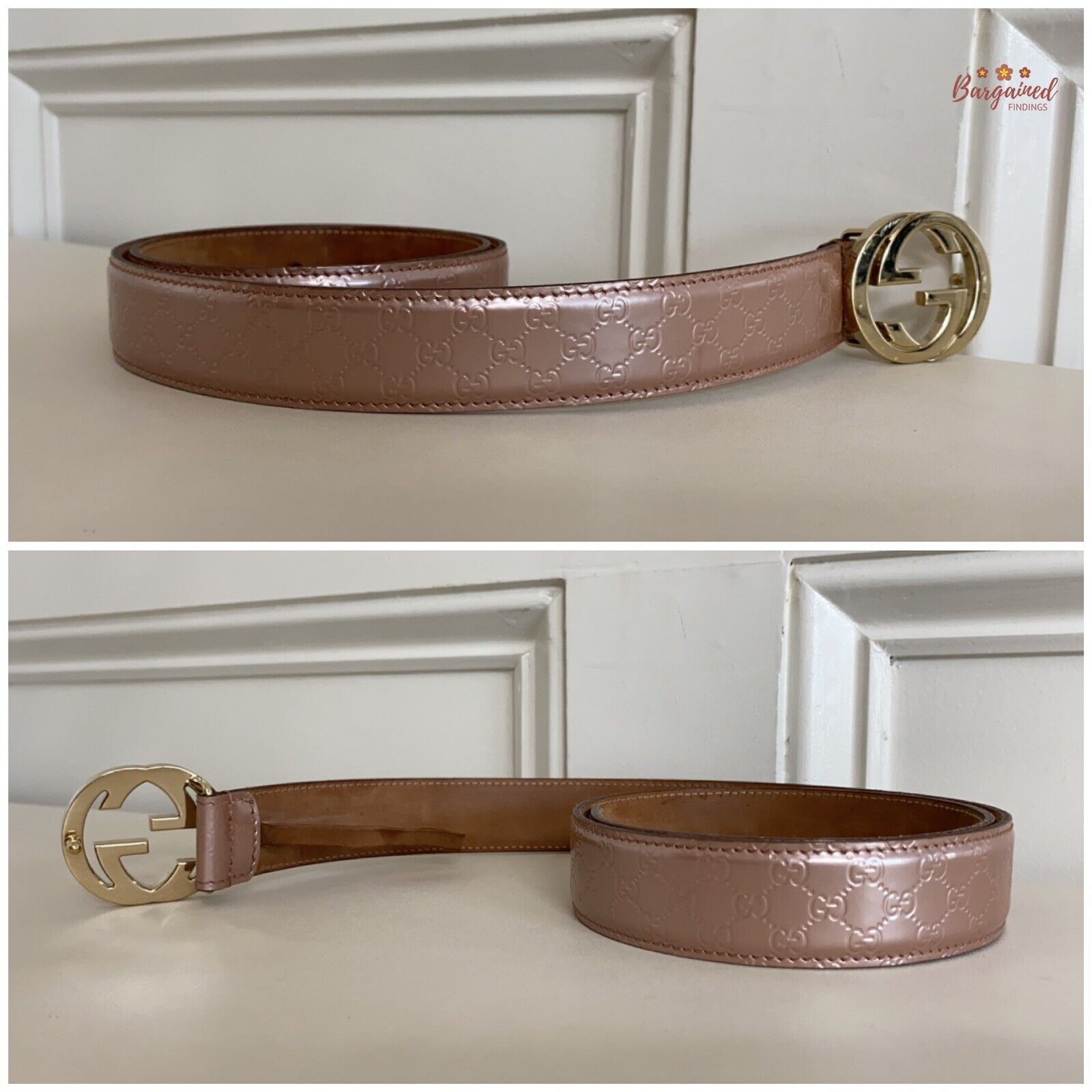 Gucci Gucci Pink Microguccissima Patent Leather Interlocking Belt Size 28 - 6 Thumbnail