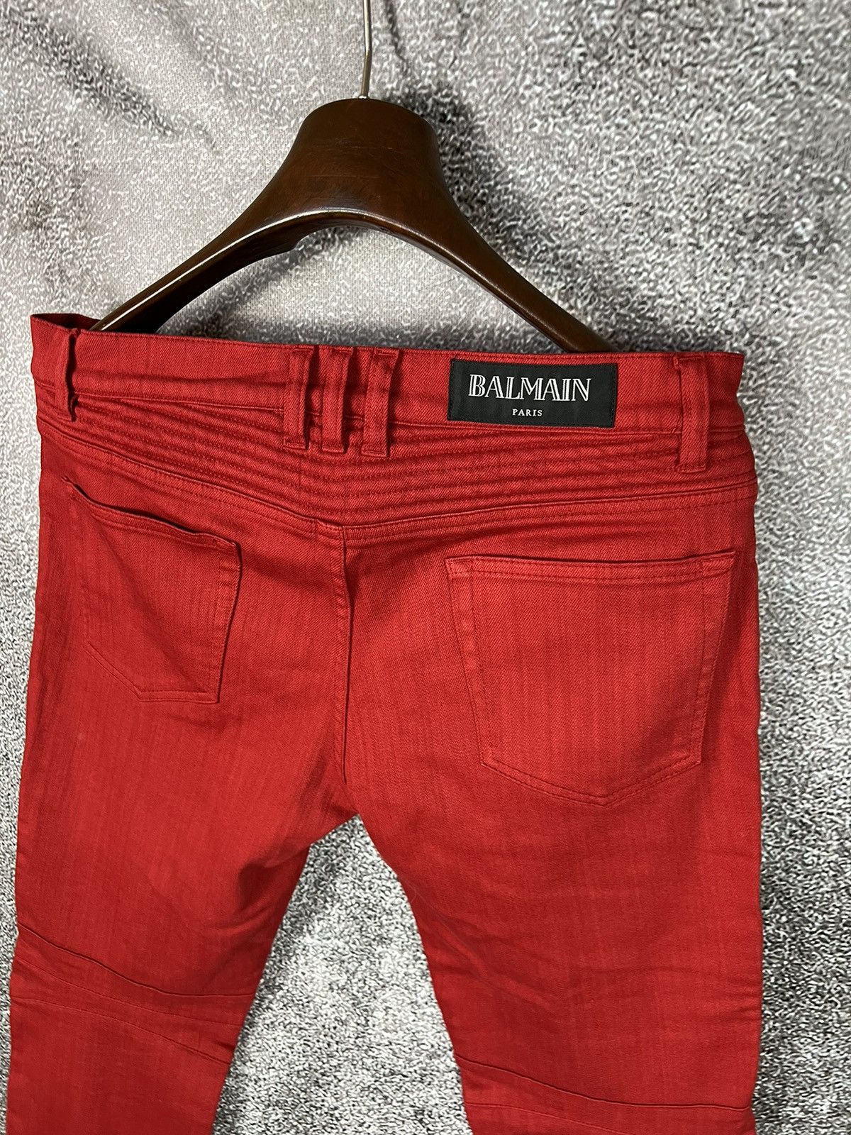 BALMAIN JEANS BIKER HOMME RED 29 Slim-fit biker jeans in blue